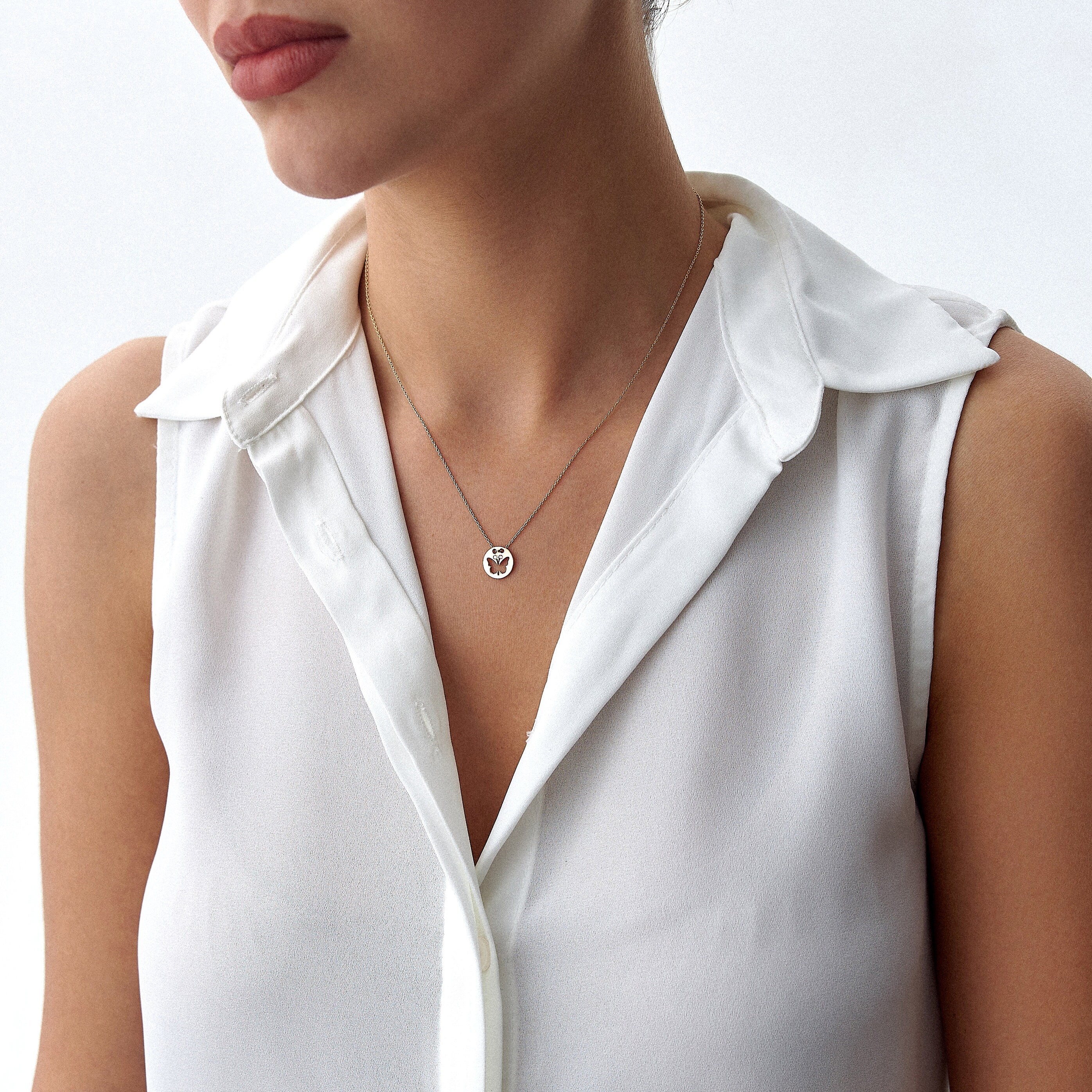 Dainty Diamond Butterfly Necklace