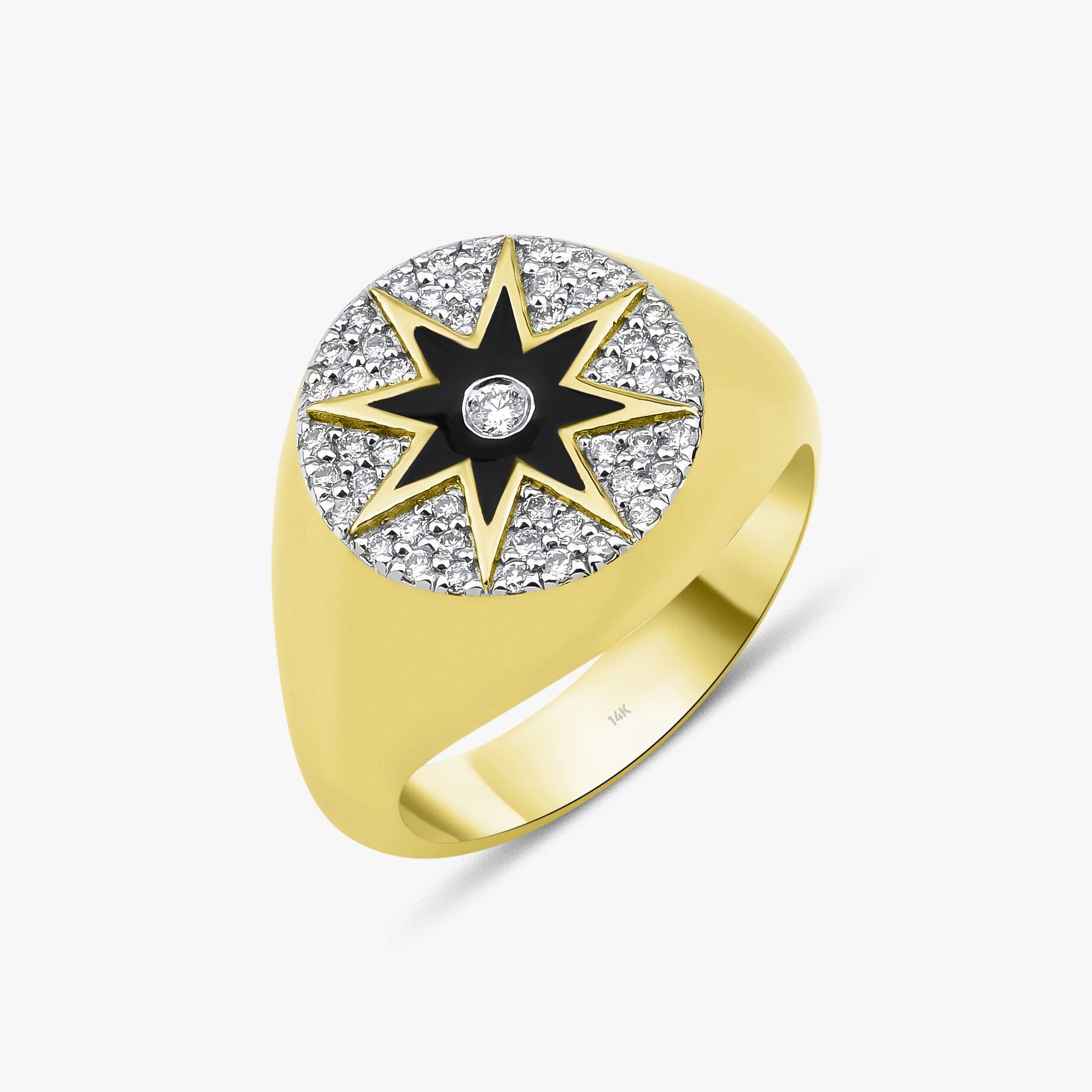 Diamond Starburst Pinky Ring in 14K Gold