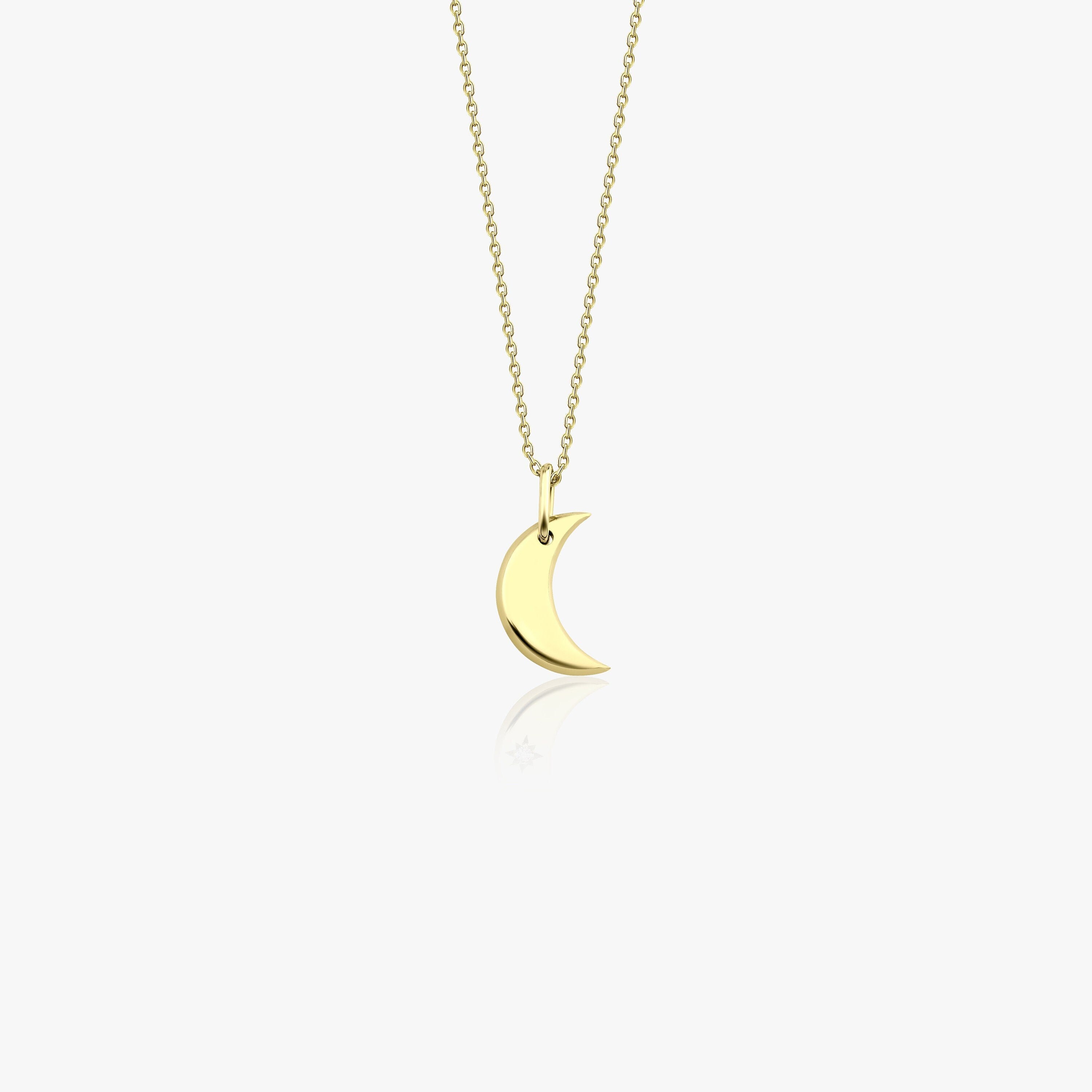 Mini Crescent Moon Necklace in 14K Gold