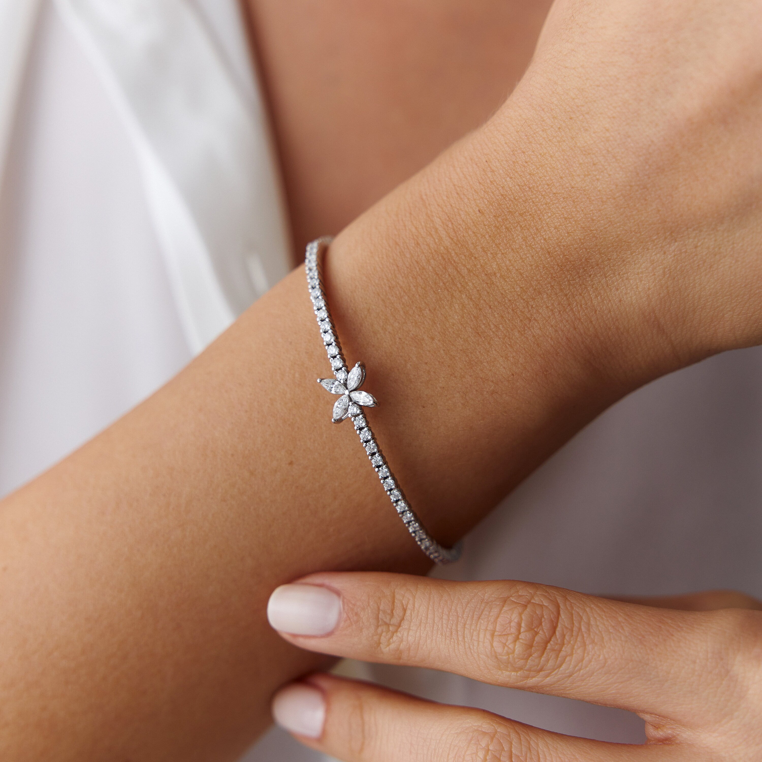 14K Gold Marquise Cut Diamond Bangle