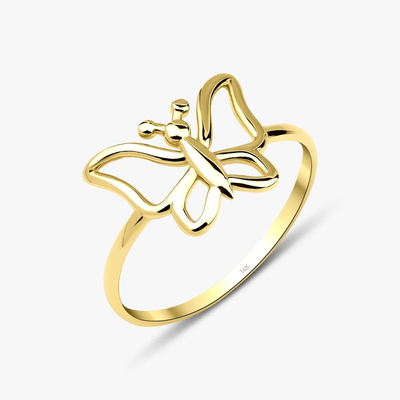 14K Gold Butterfly Ring