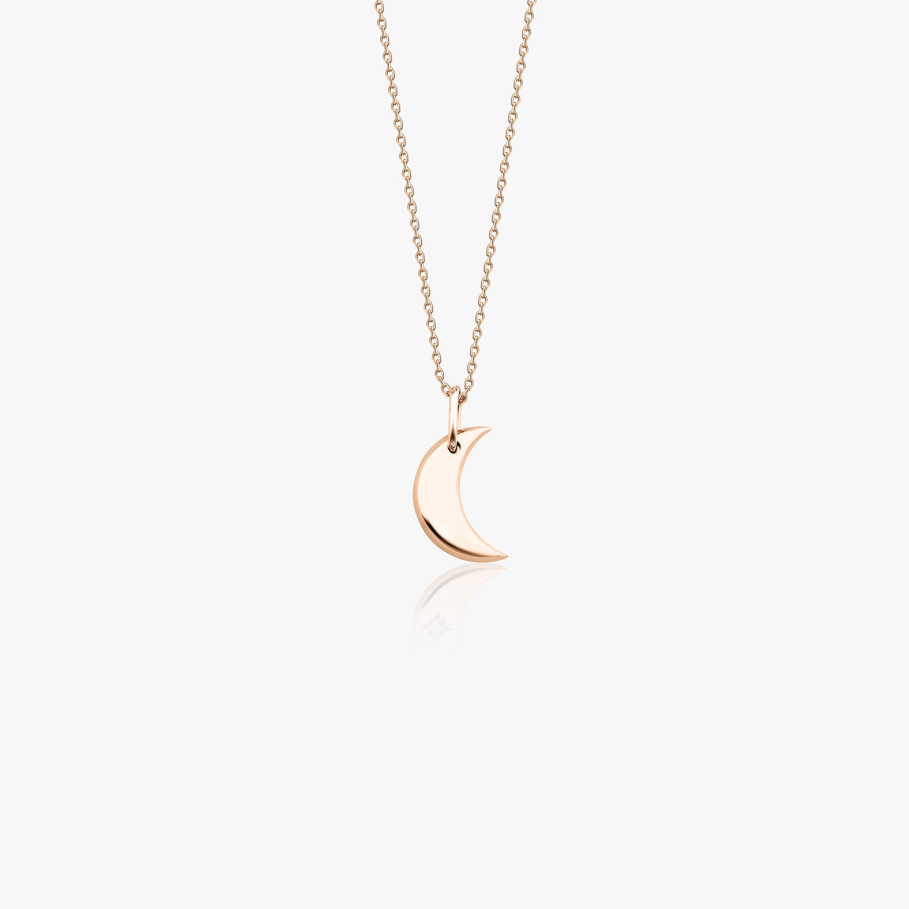 Mini Crescent Moon Necklace in 14K Gold