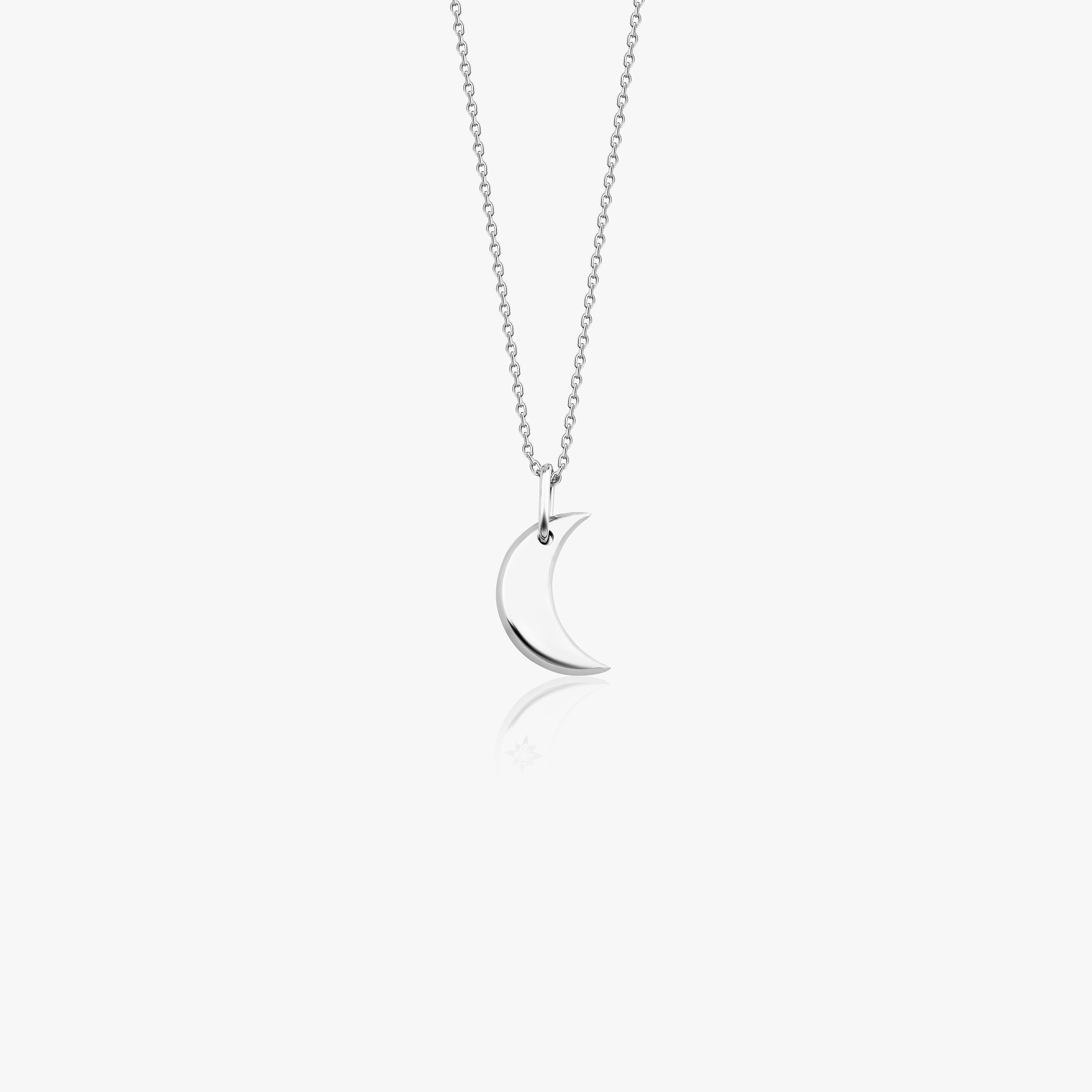 Mini Crescent Moon Necklace in 14K Gold
