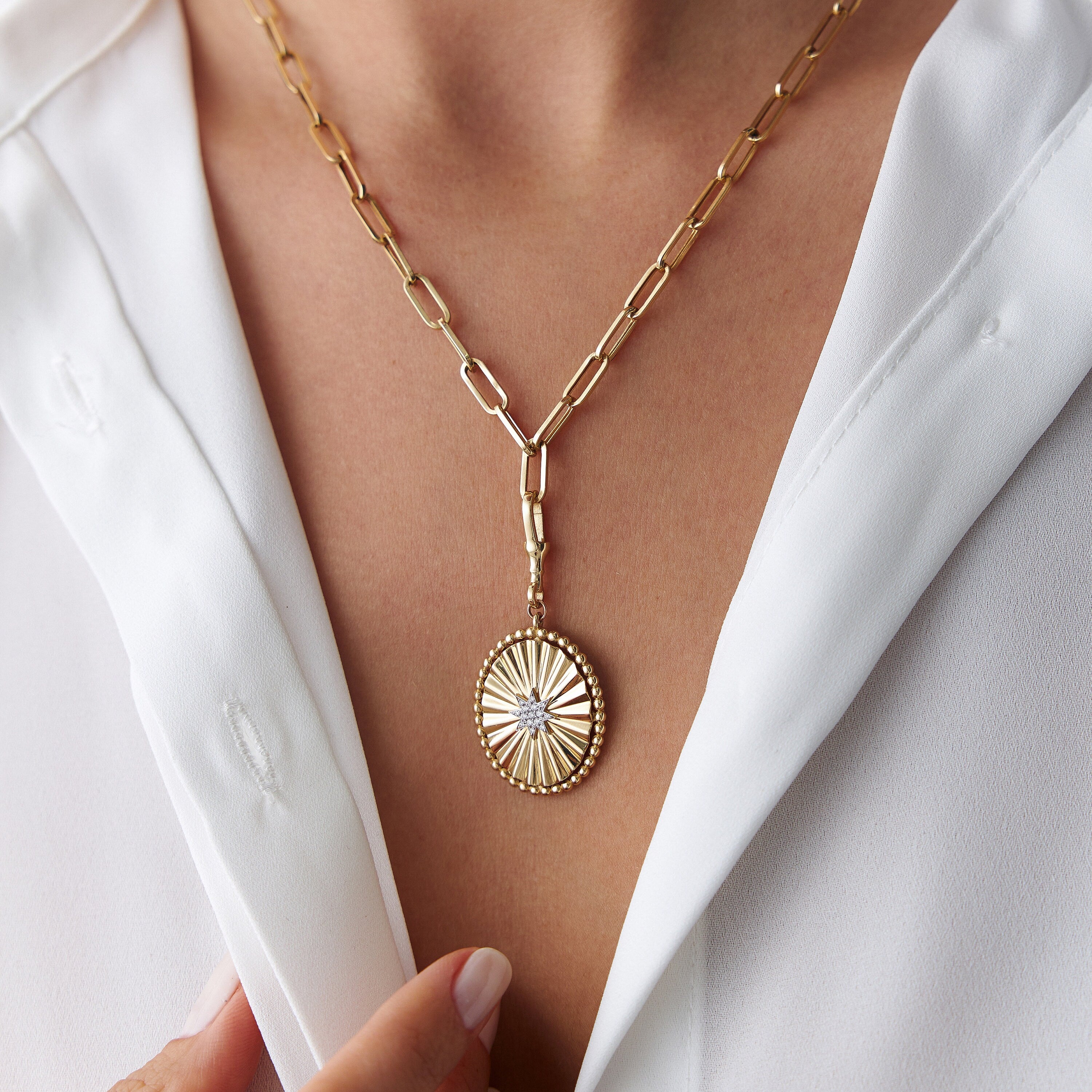 Diamond Starburst Medallion Pendant