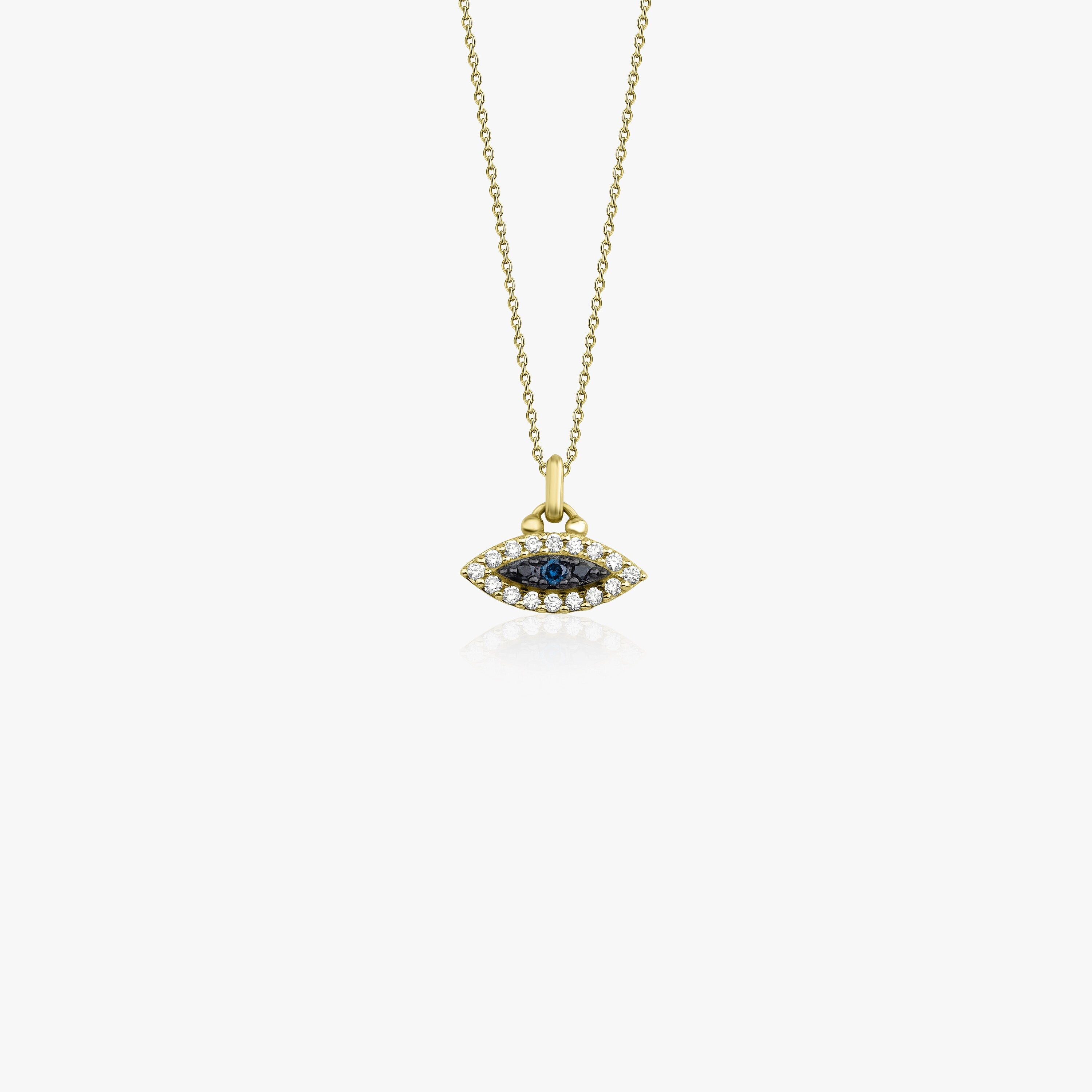 Mini Protection Necklace with White, Blue, and Black Diamonds