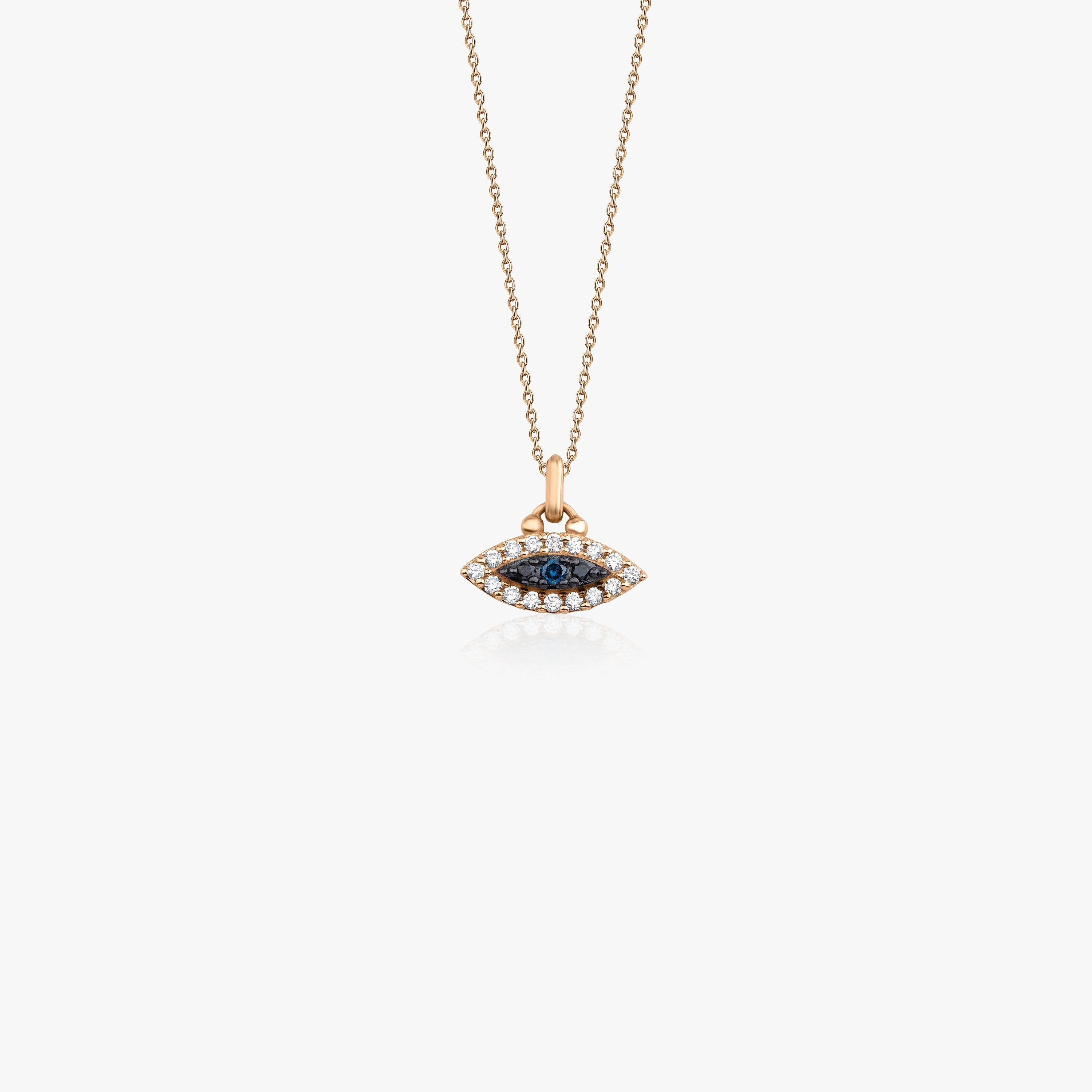 Mini Protection Necklace with White, Blue, and Black Diamonds