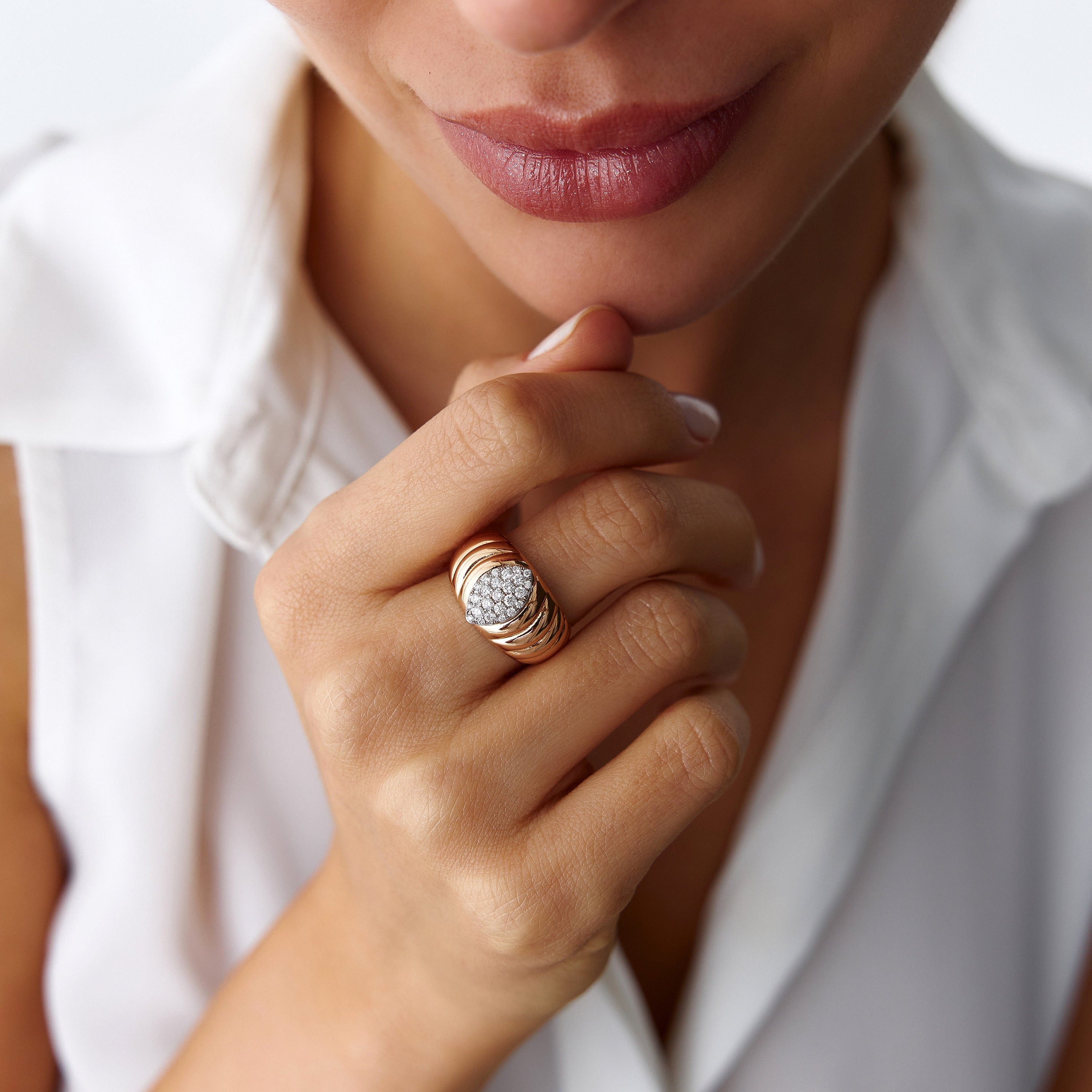 Diamond Dome Ring in 14K Gold