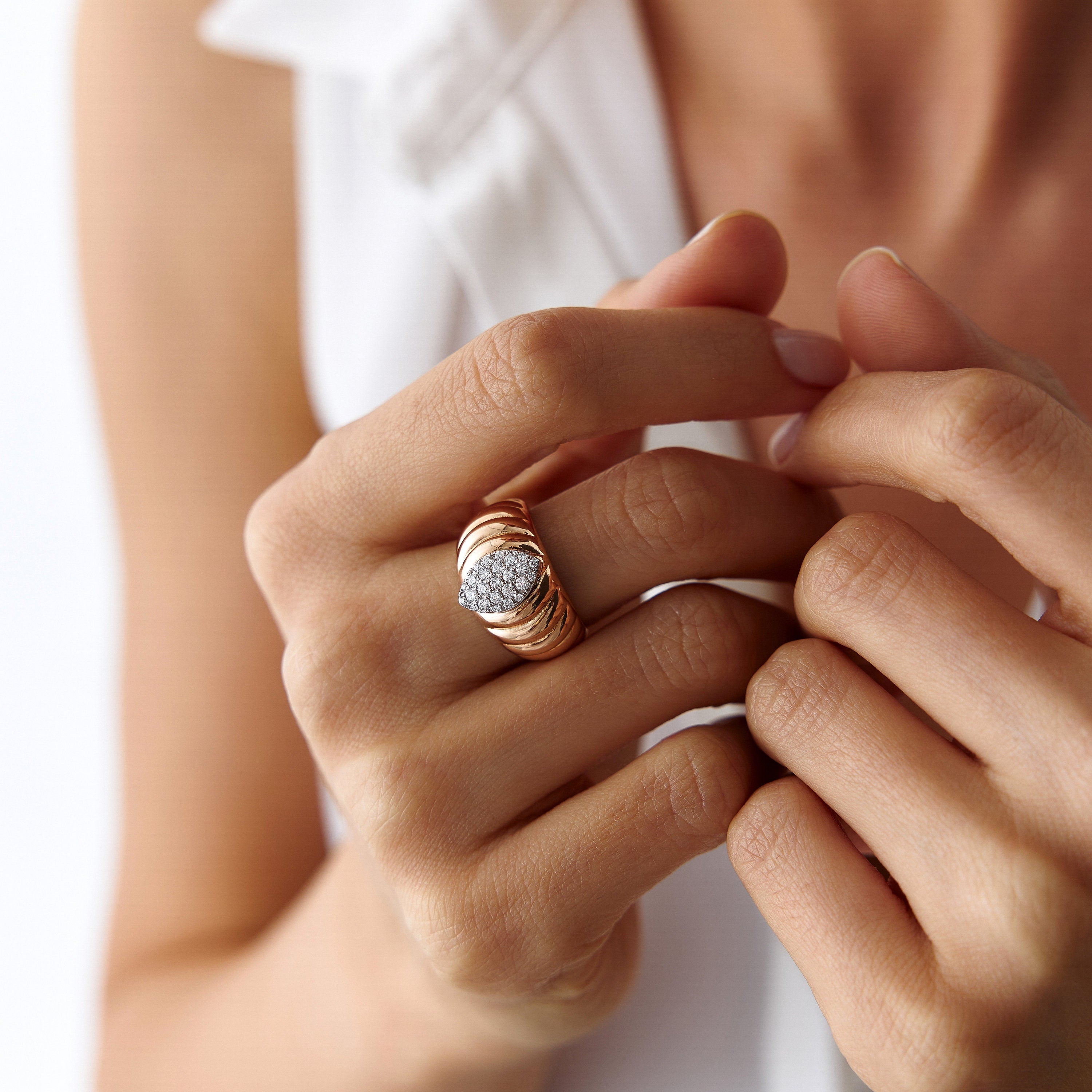 Diamond Dome Ring in 14K Gold