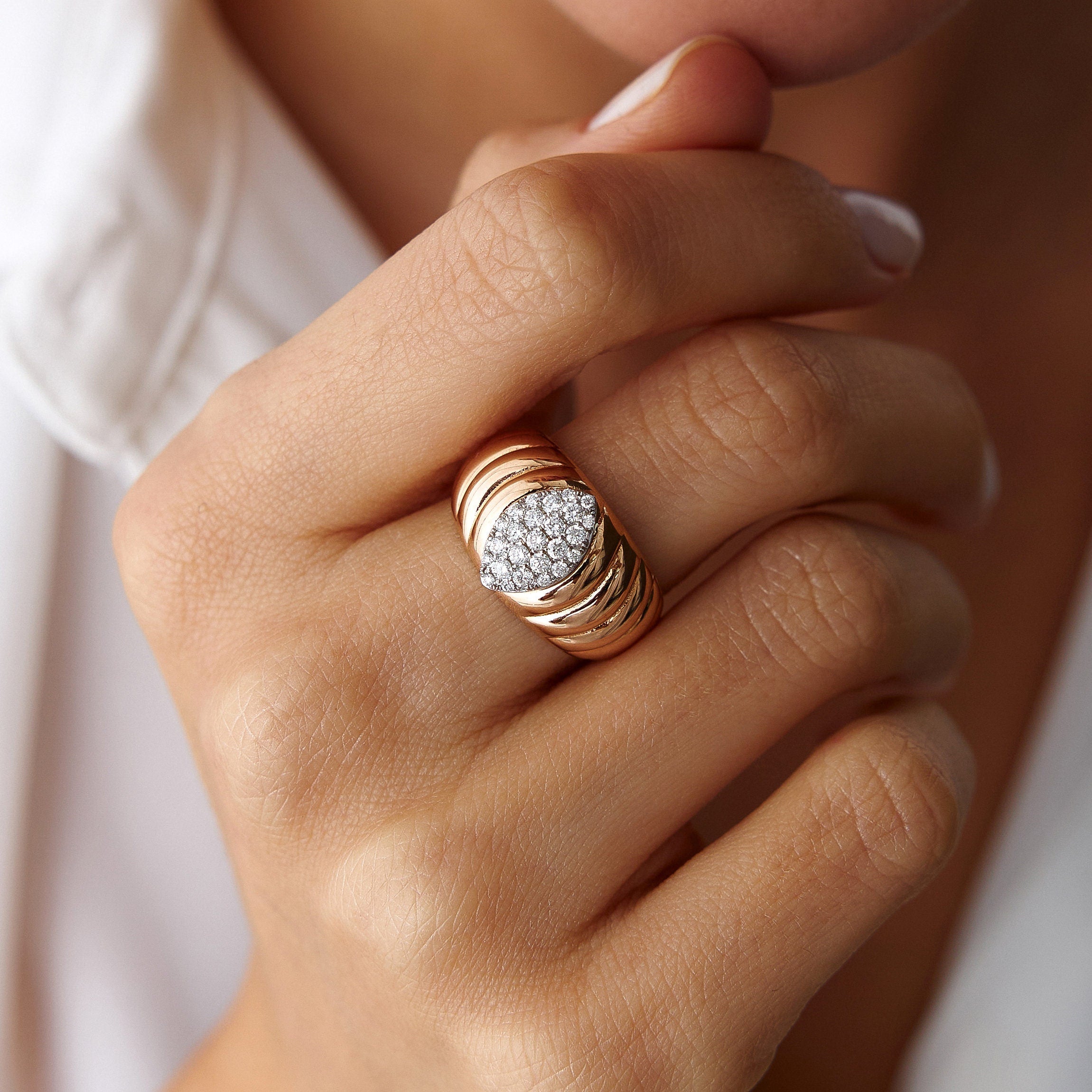 Diamond Dome Ring in 14K Gold