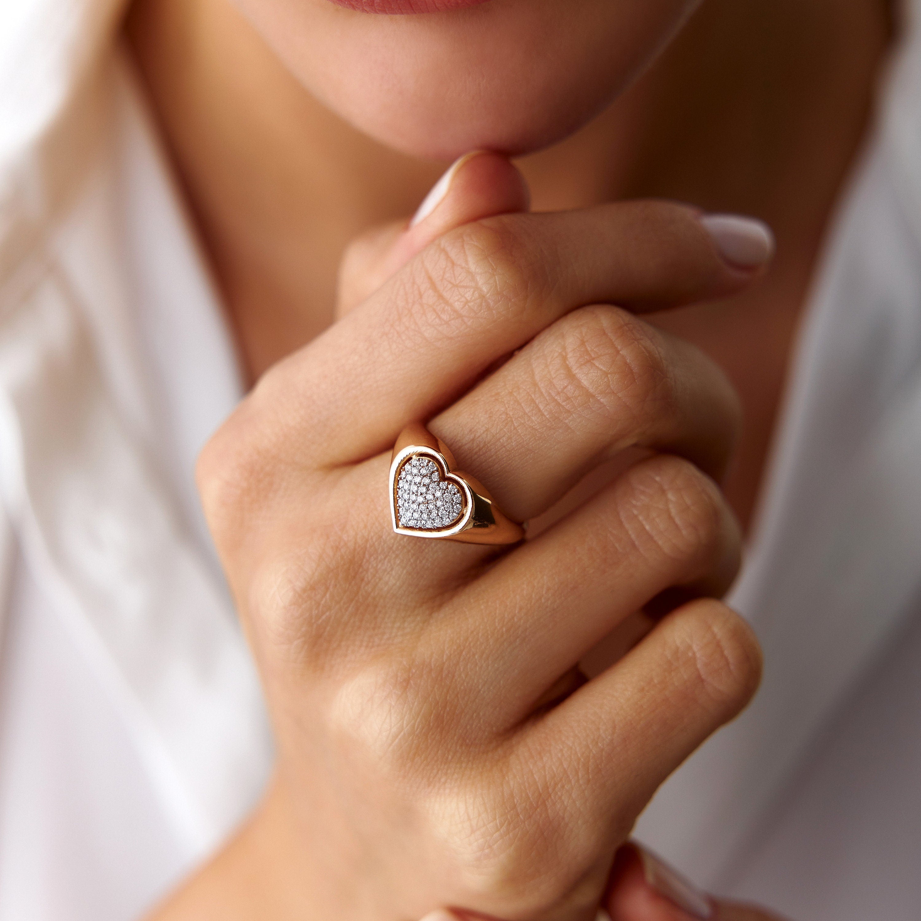 Diamond Heart Ring in 14K Gold