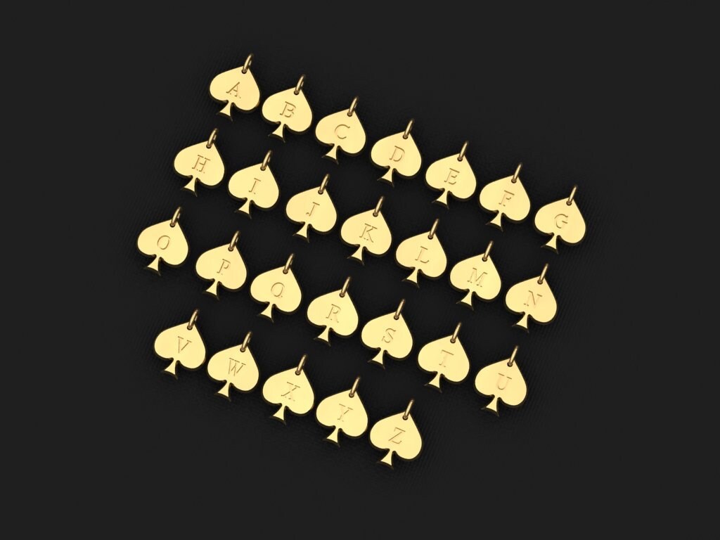 Birthstone Spade Initial Necklace in 14K Gold