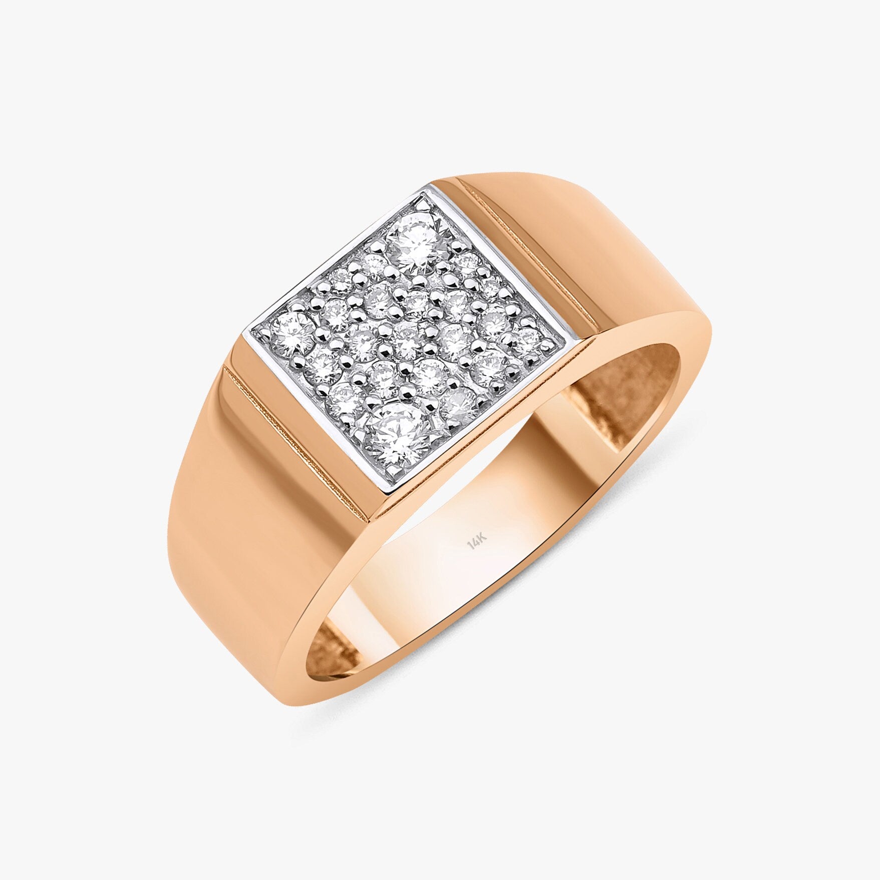 Diamond Square Ring in 14K Gold
