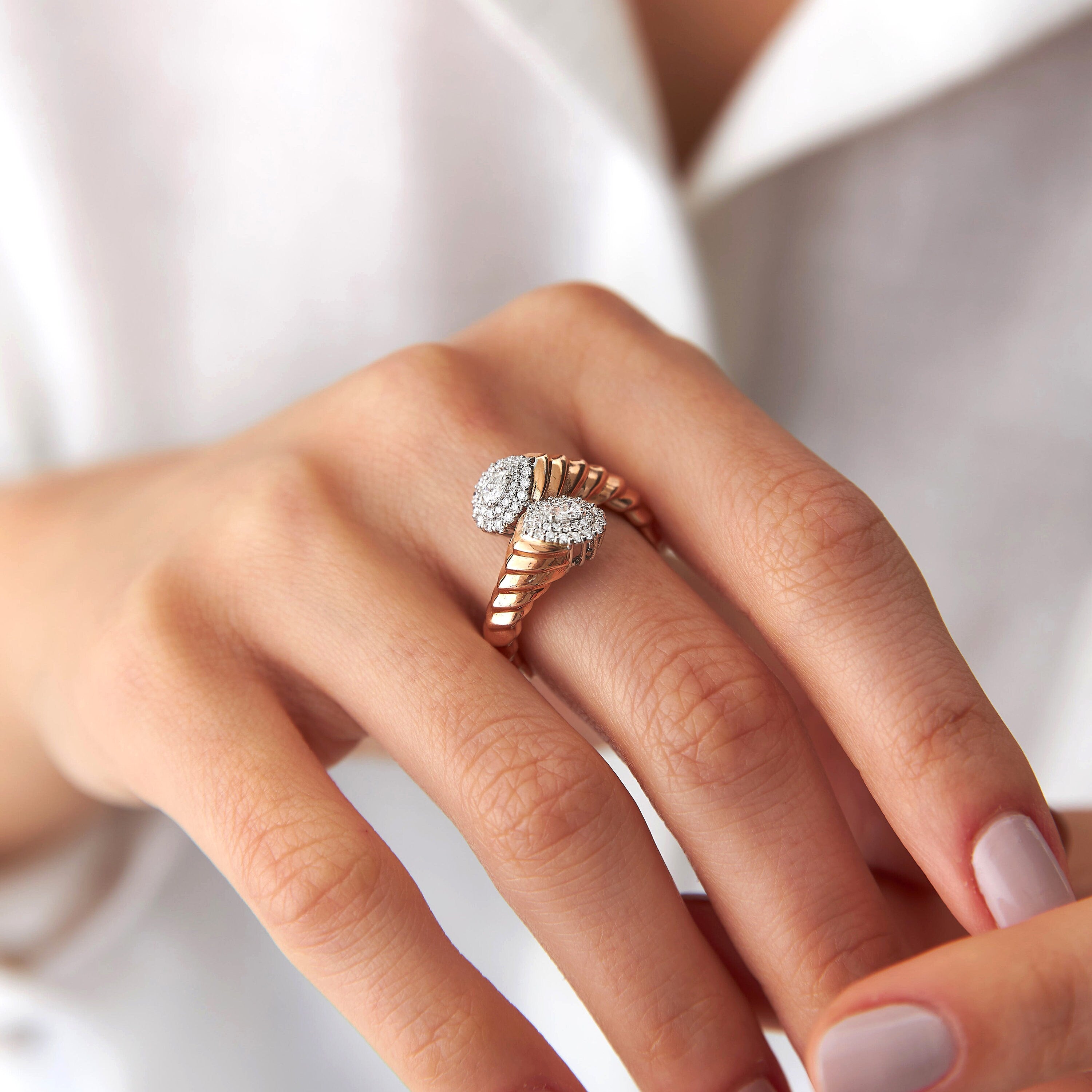 Diamond Cuff Ring in 14K Gold