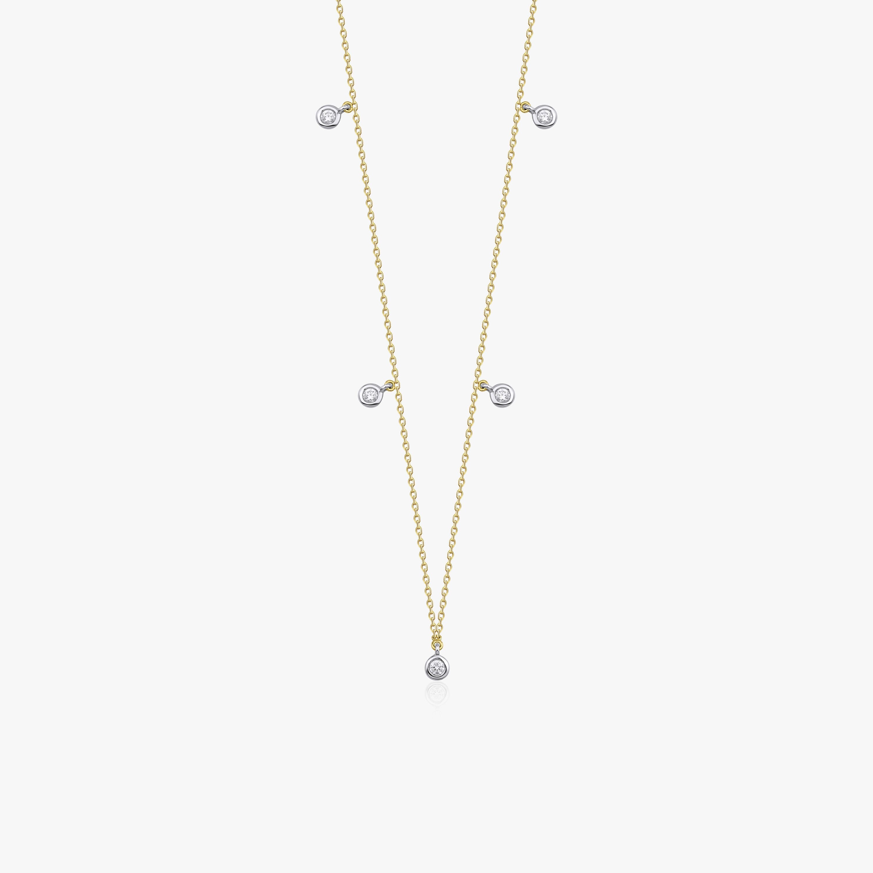Diamond Dangle Station Necklace Available in 14K and 18K Gold