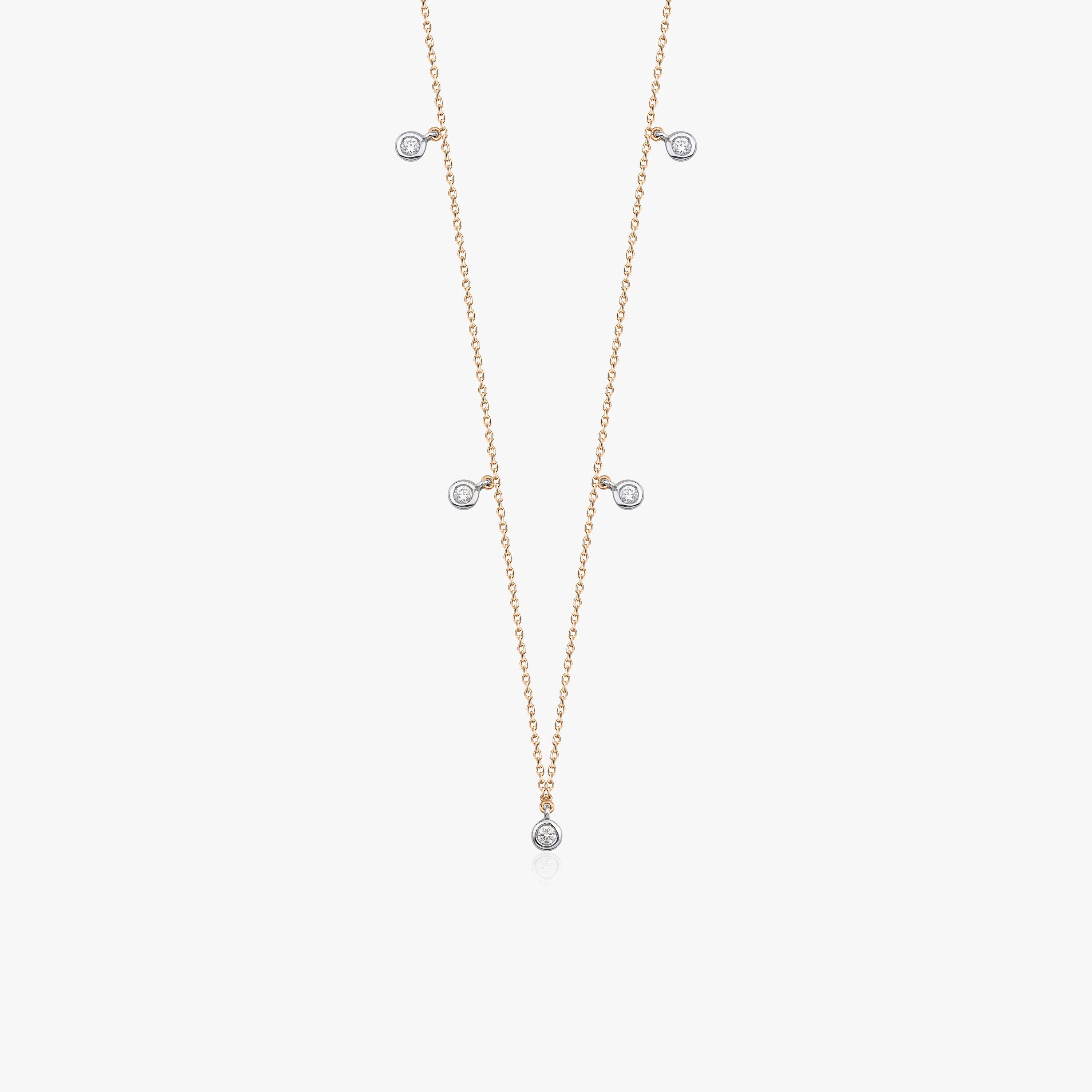Diamond Dangle Station Necklace Available in 14K and 18K Gold
