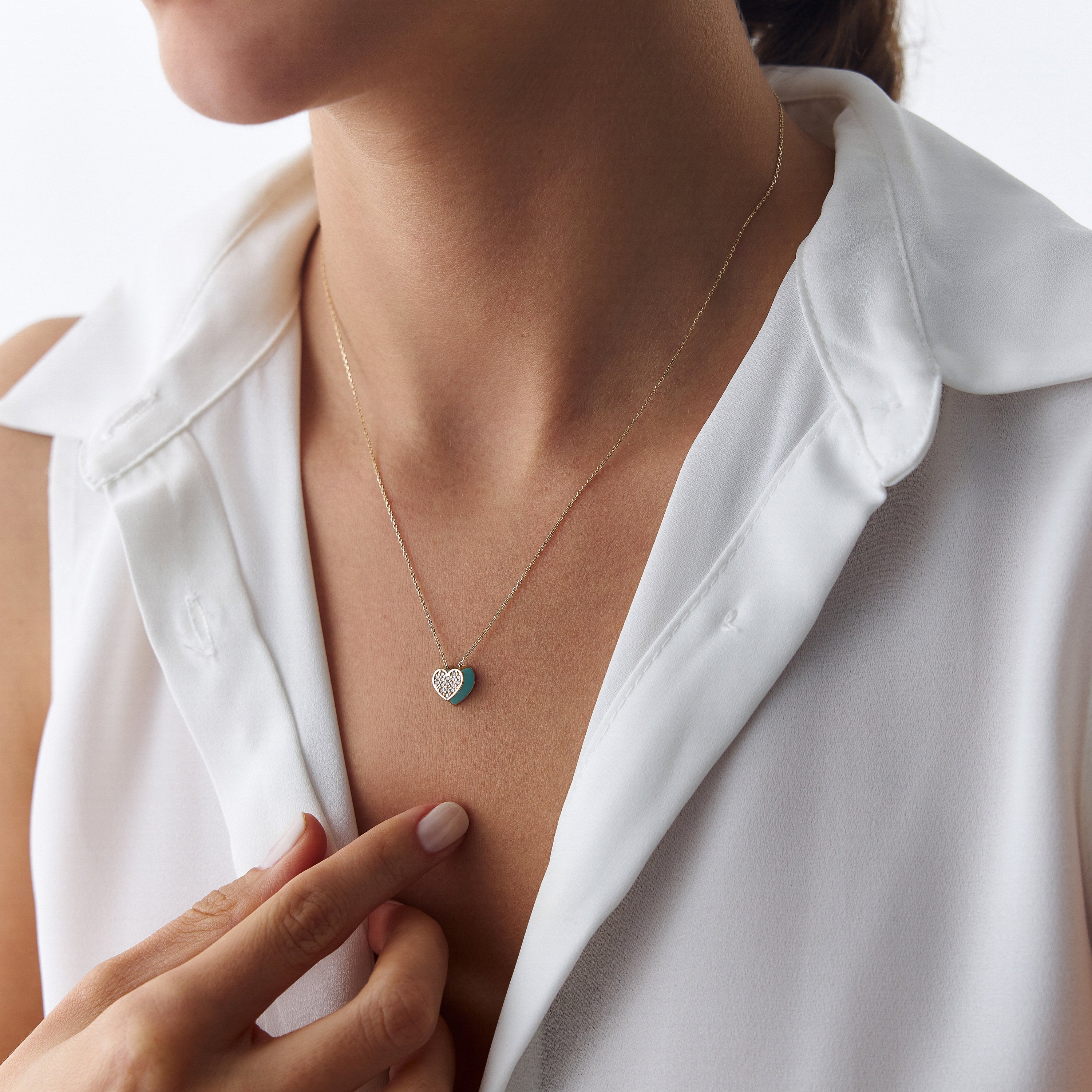 Diamond Turquoise Heart Necklace
