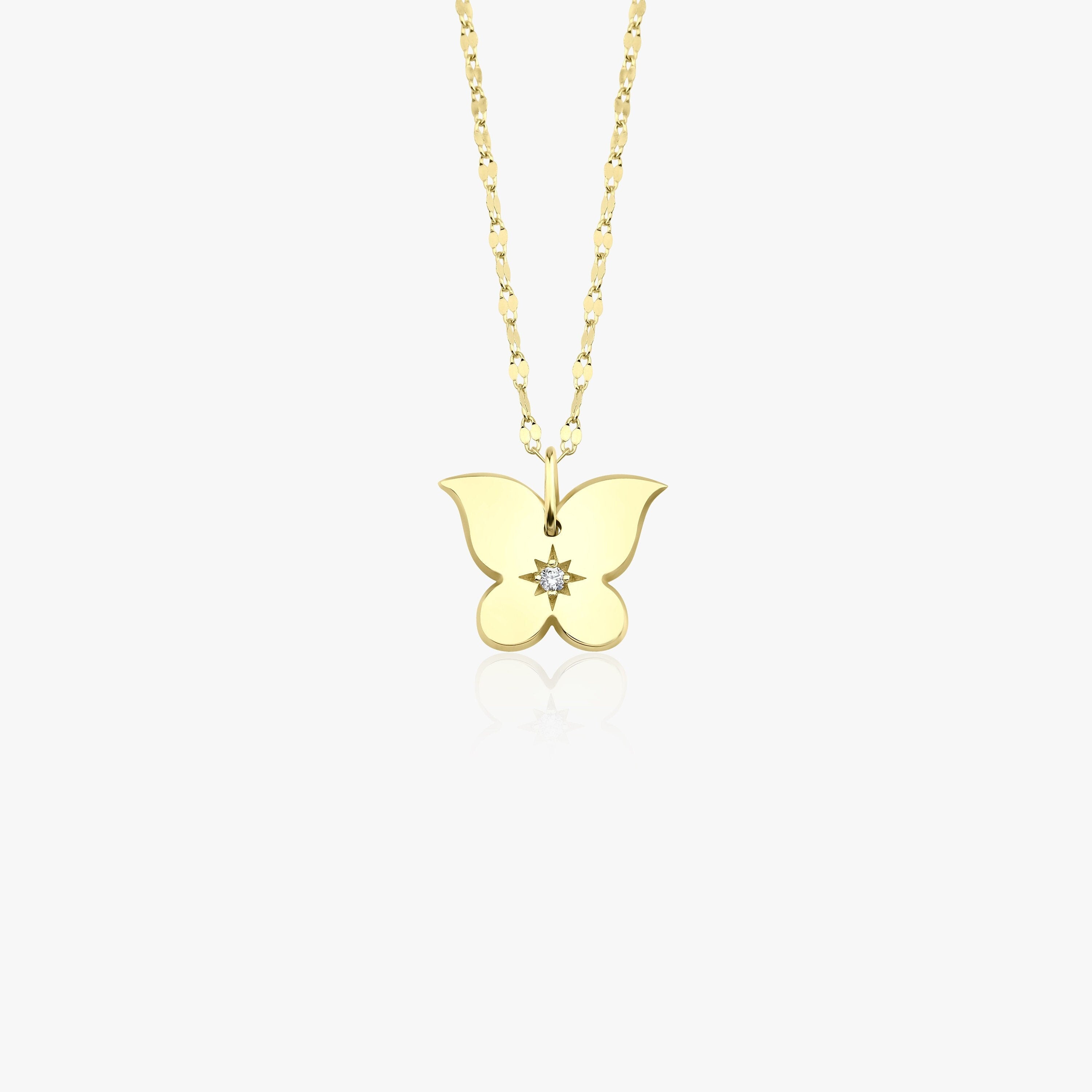 Diamond Butterfly Charm Necklace