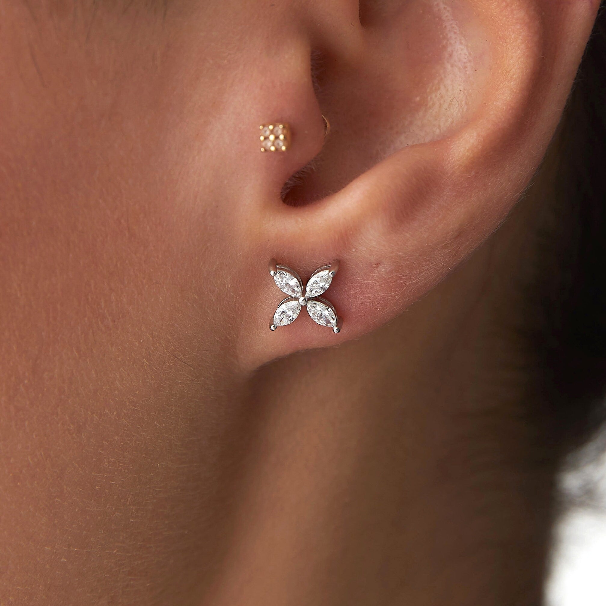 Marquise Cut Diamond Stud Earrings Available in 14K and 18K Gold