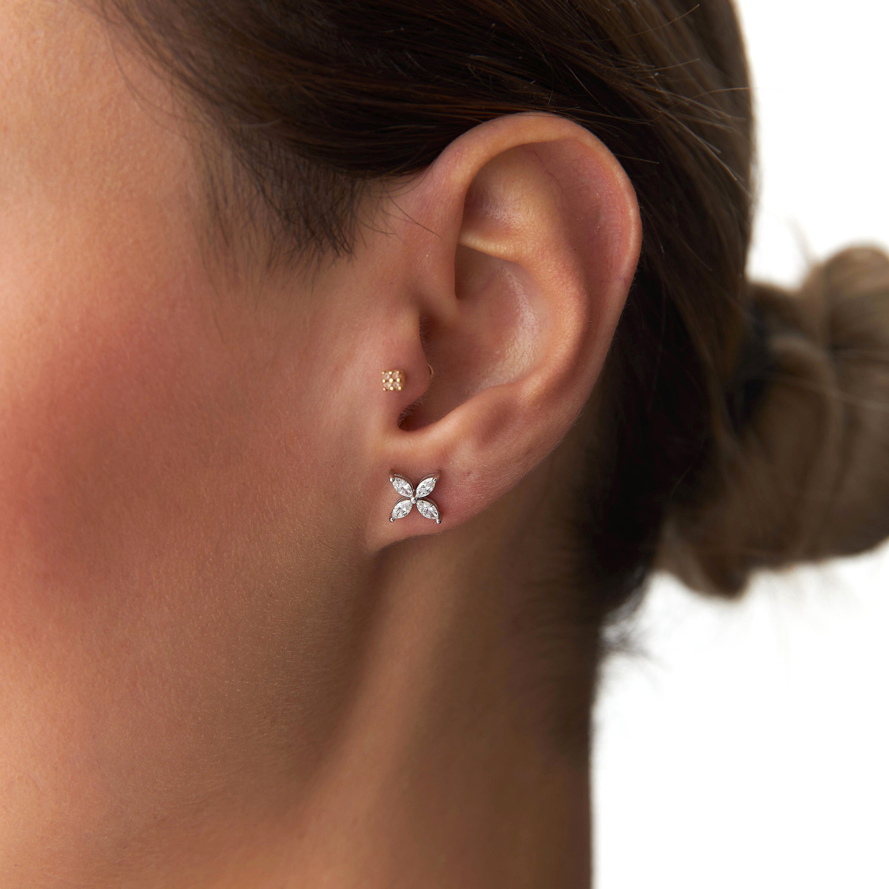 Marquise Cut Diamond Stud Earrings Available in 14K and 18K Gold