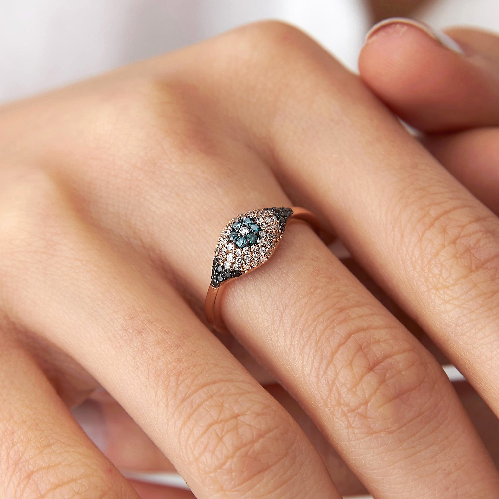 Diamond Evil Eye Ring in 14K Gold