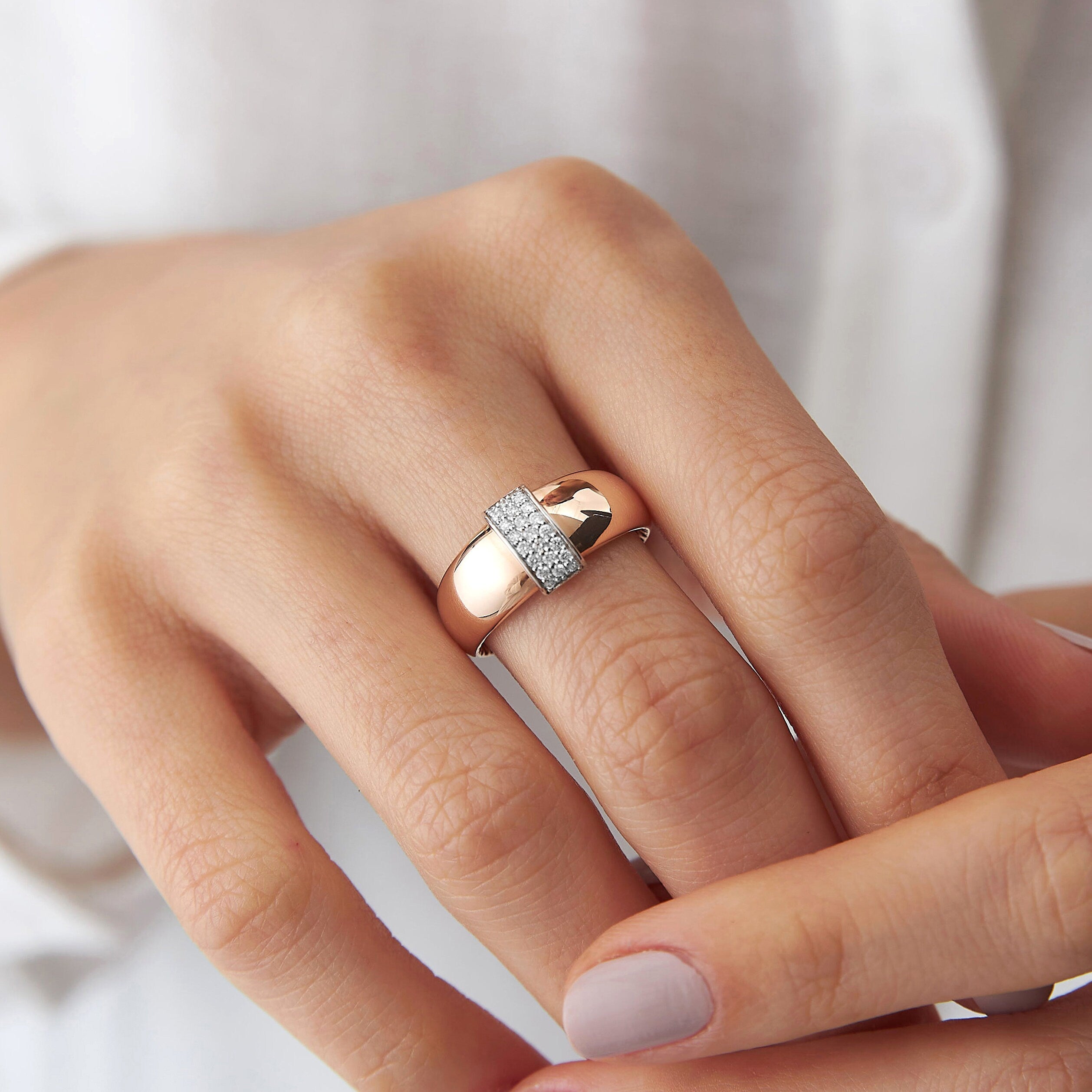 Pave Set Diamond Dome Ring in 14K Gold