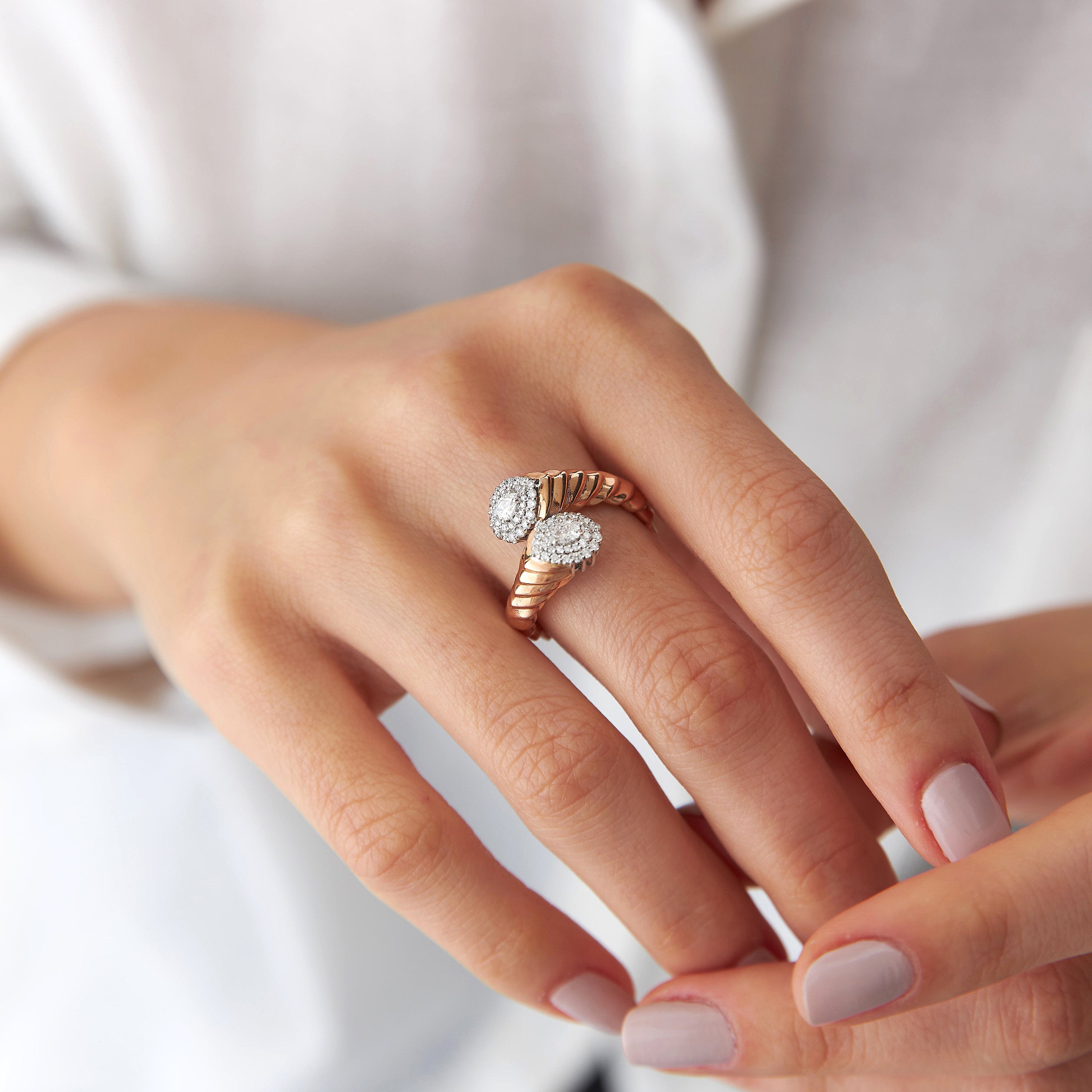 Diamond Cuff Ring in 14K Gold