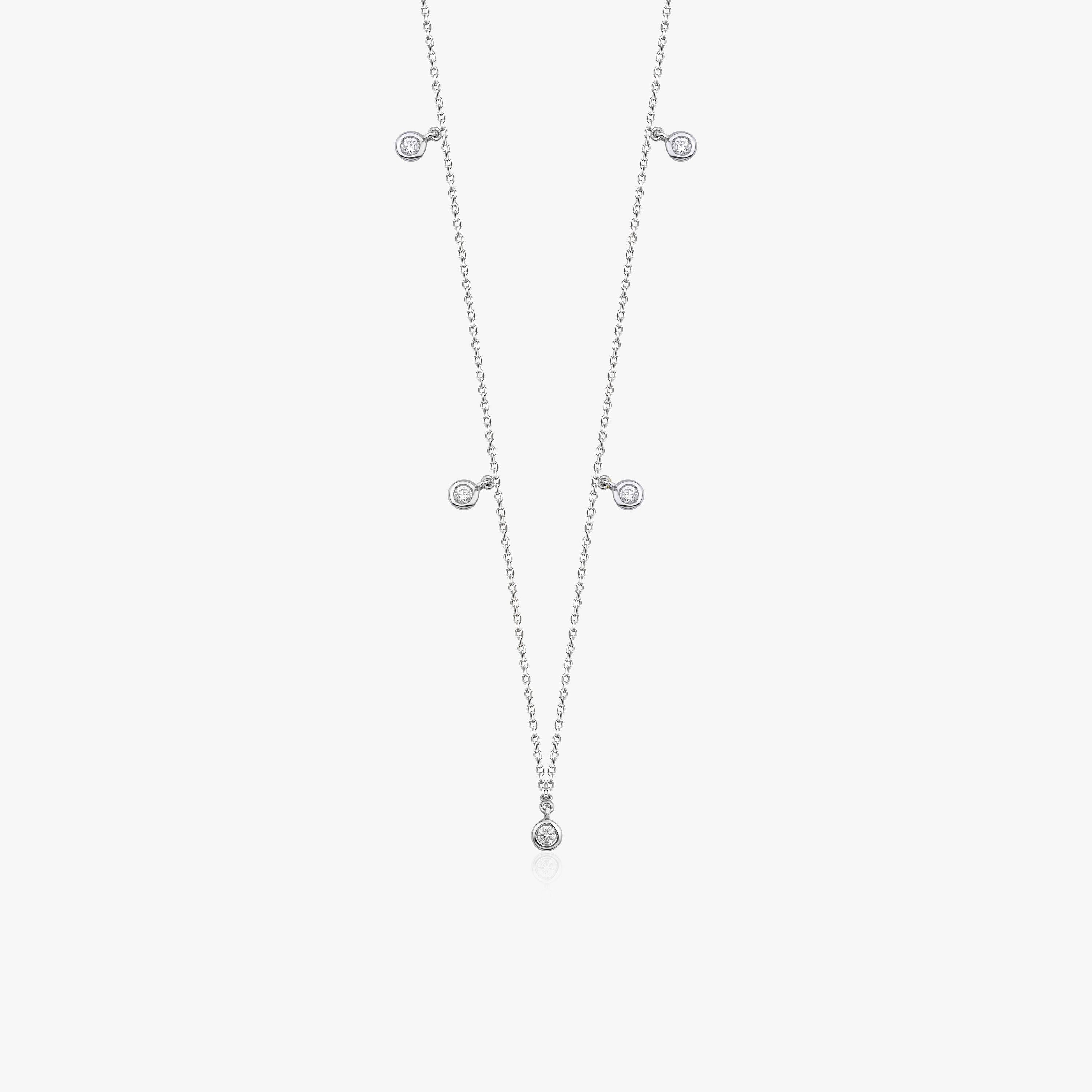 Diamond Dangle Station Necklace Available in 14K and 18K Gold