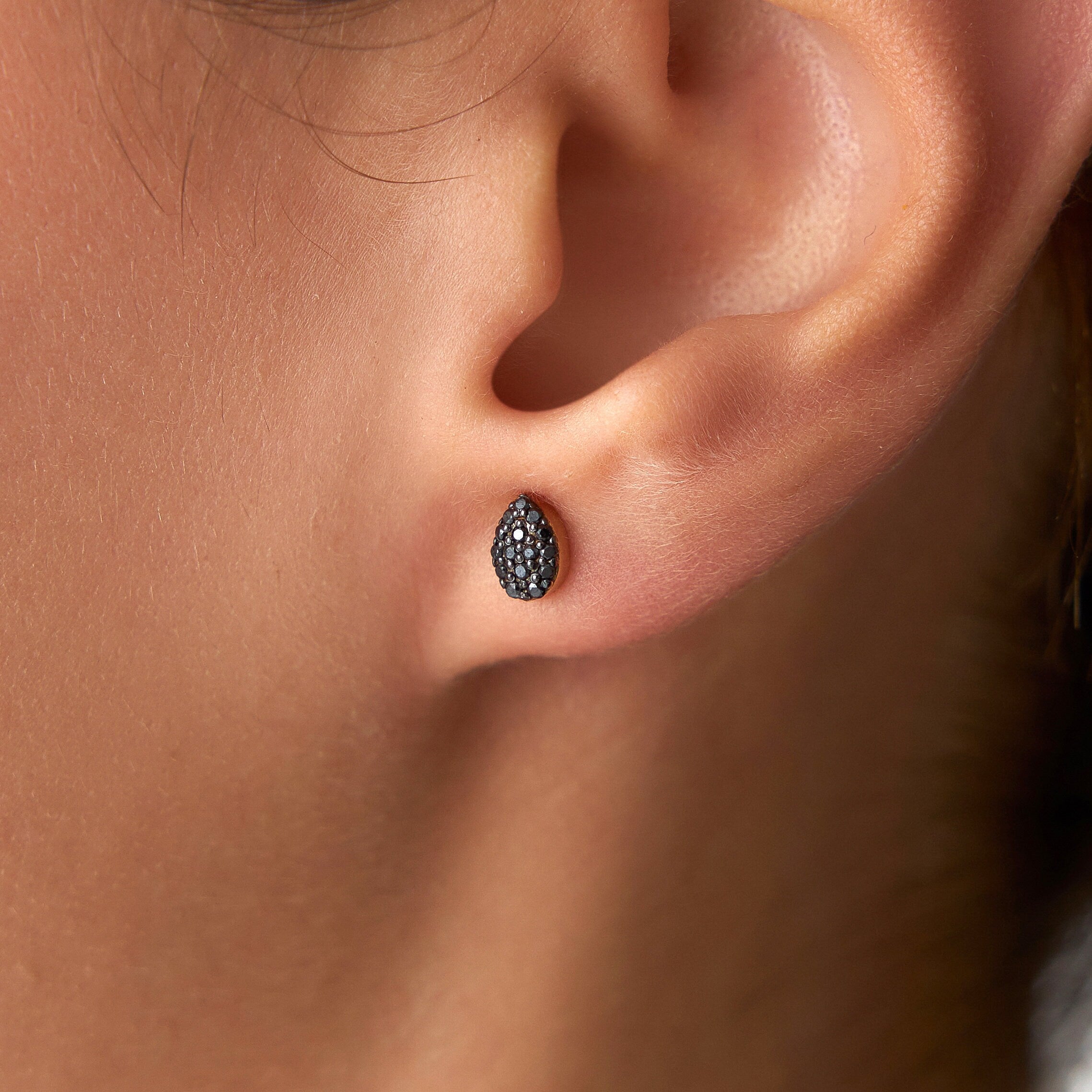 Black Diamond Stud Earrings Available in 14K Gold and 18K Gold