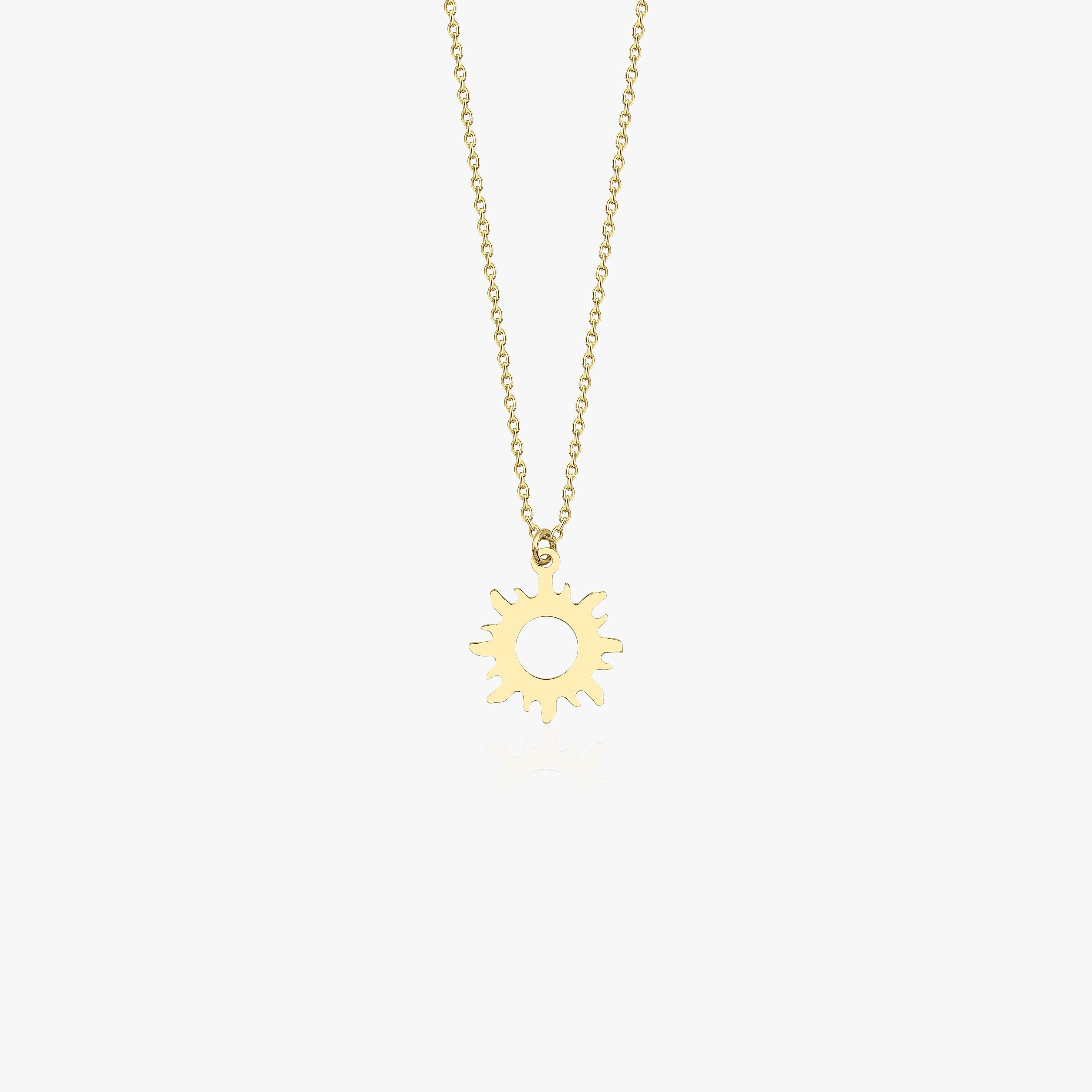 Mini Sun Necklace in 14K Gold