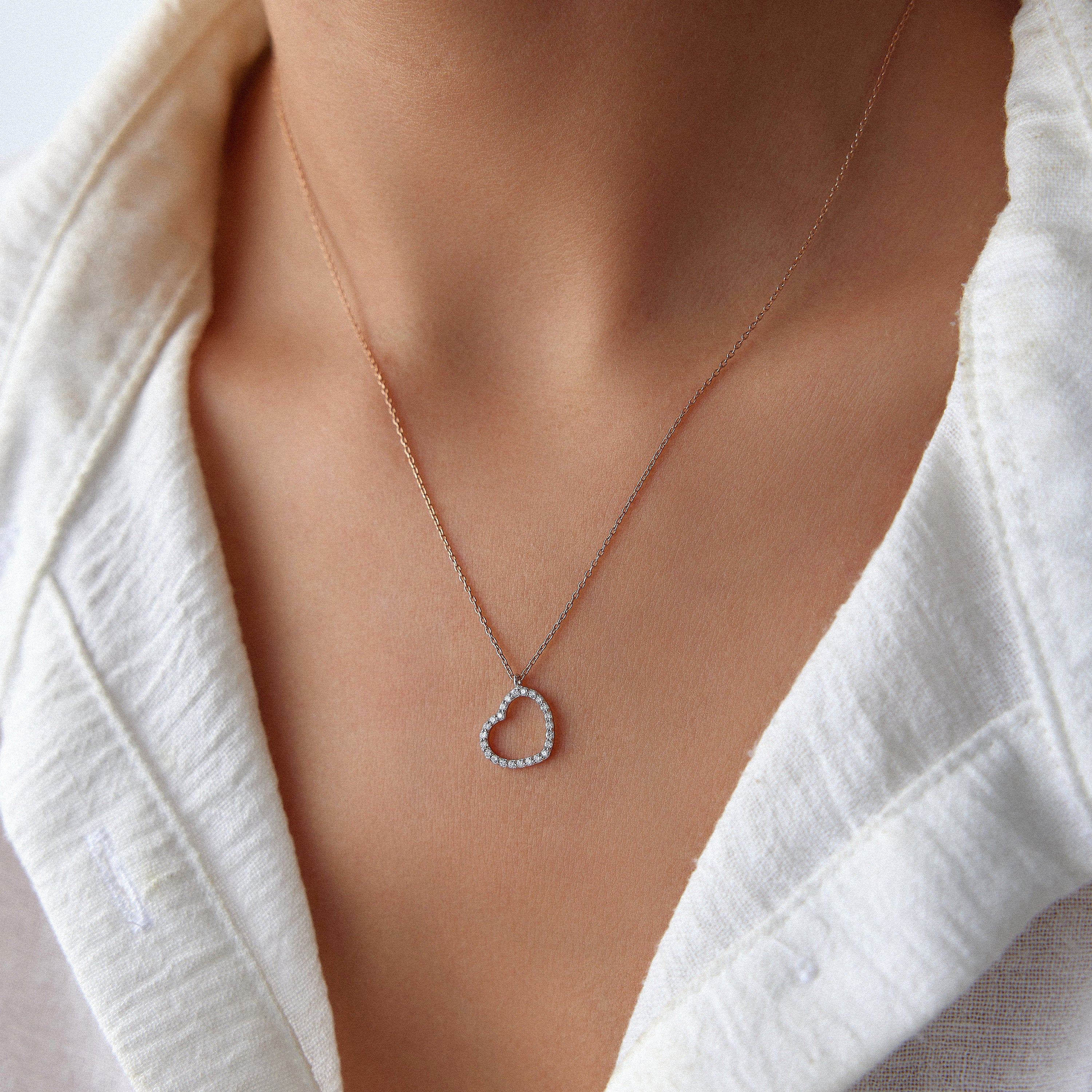 Open Diamond Heart Necklace