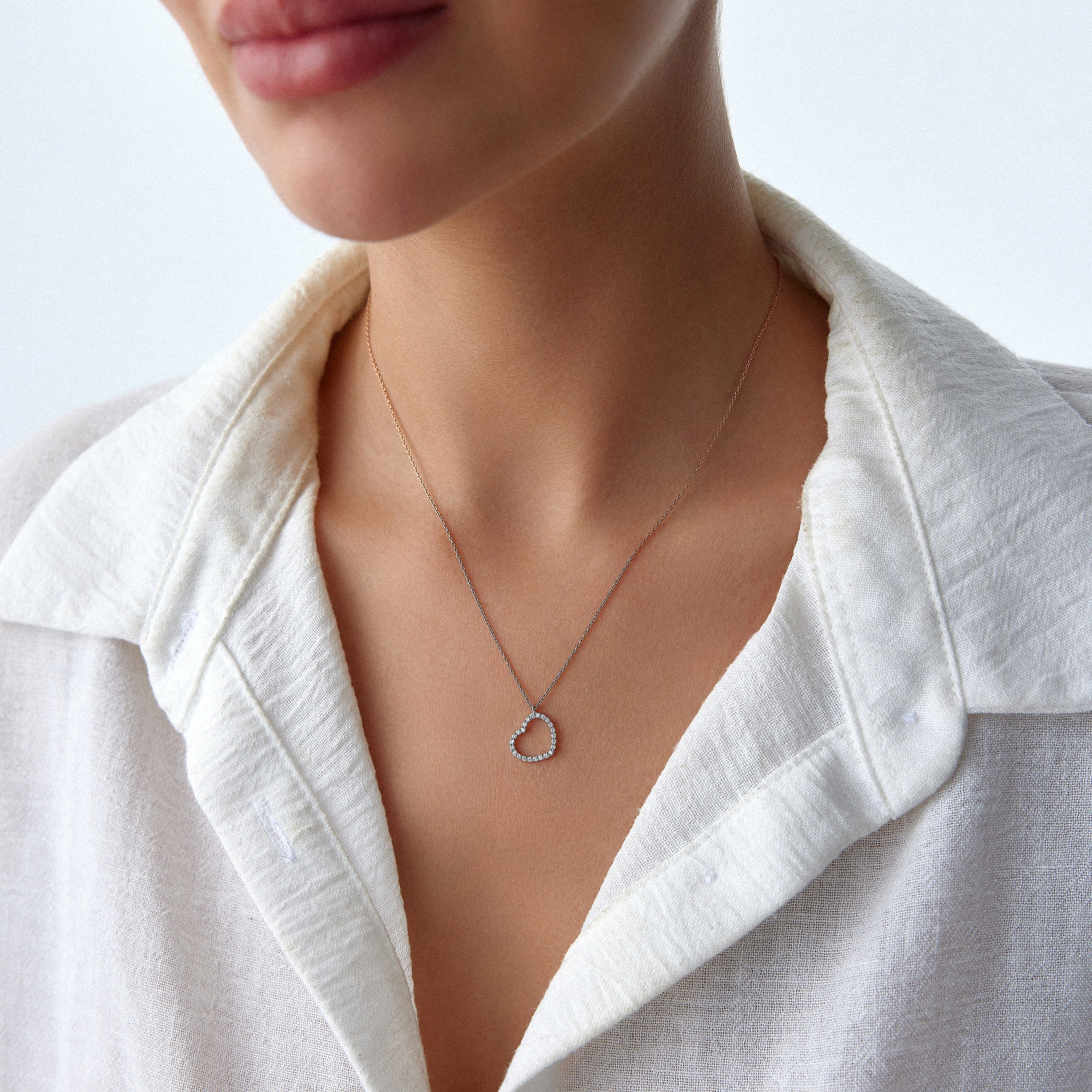 Open Diamond Heart Necklace