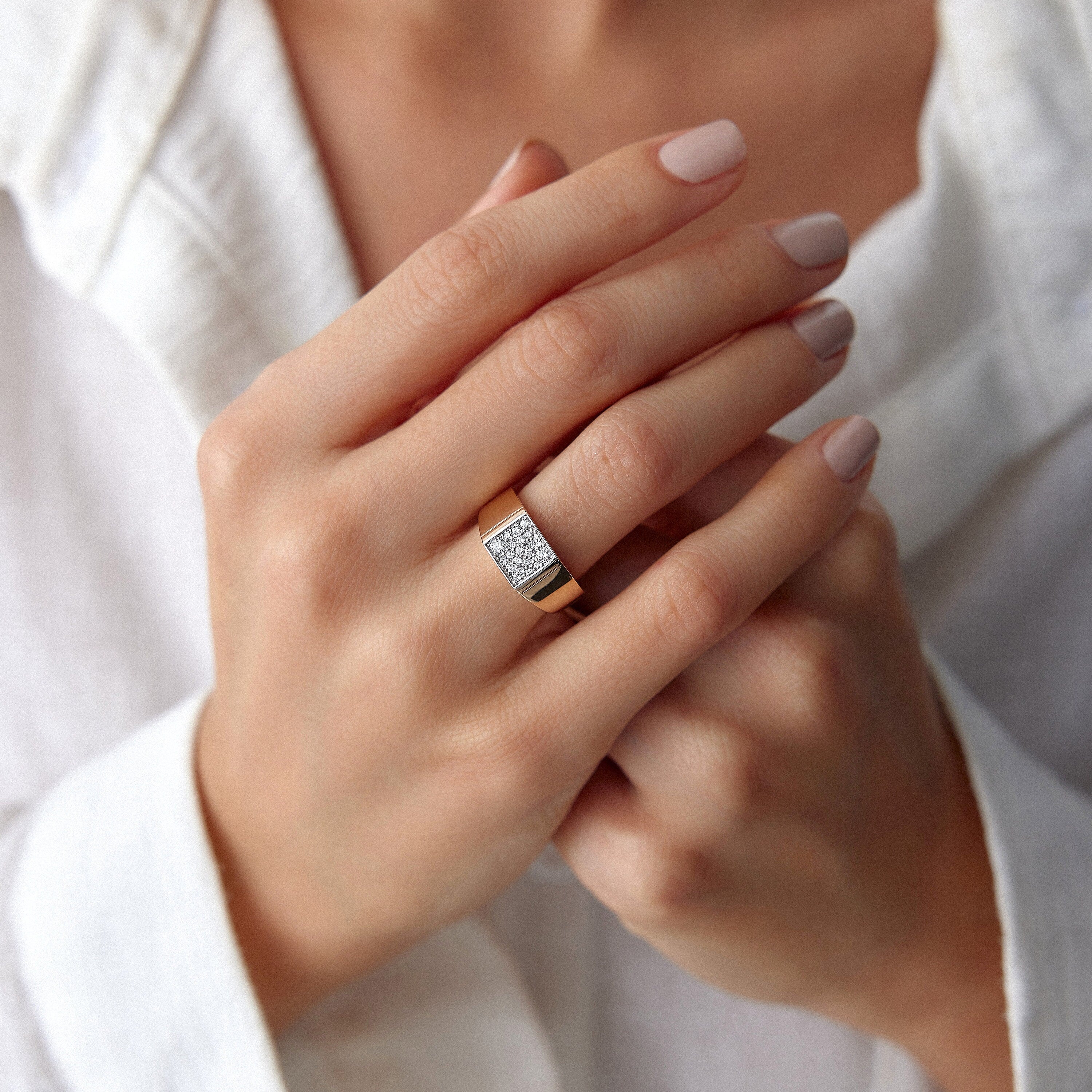 Diamond Square Ring in 14K Gold