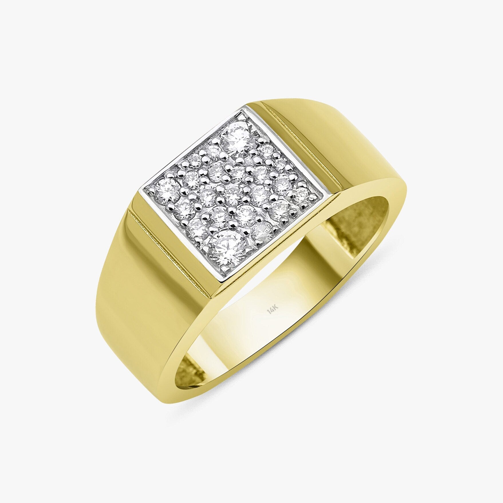 Diamond Square Ring in 14K Gold