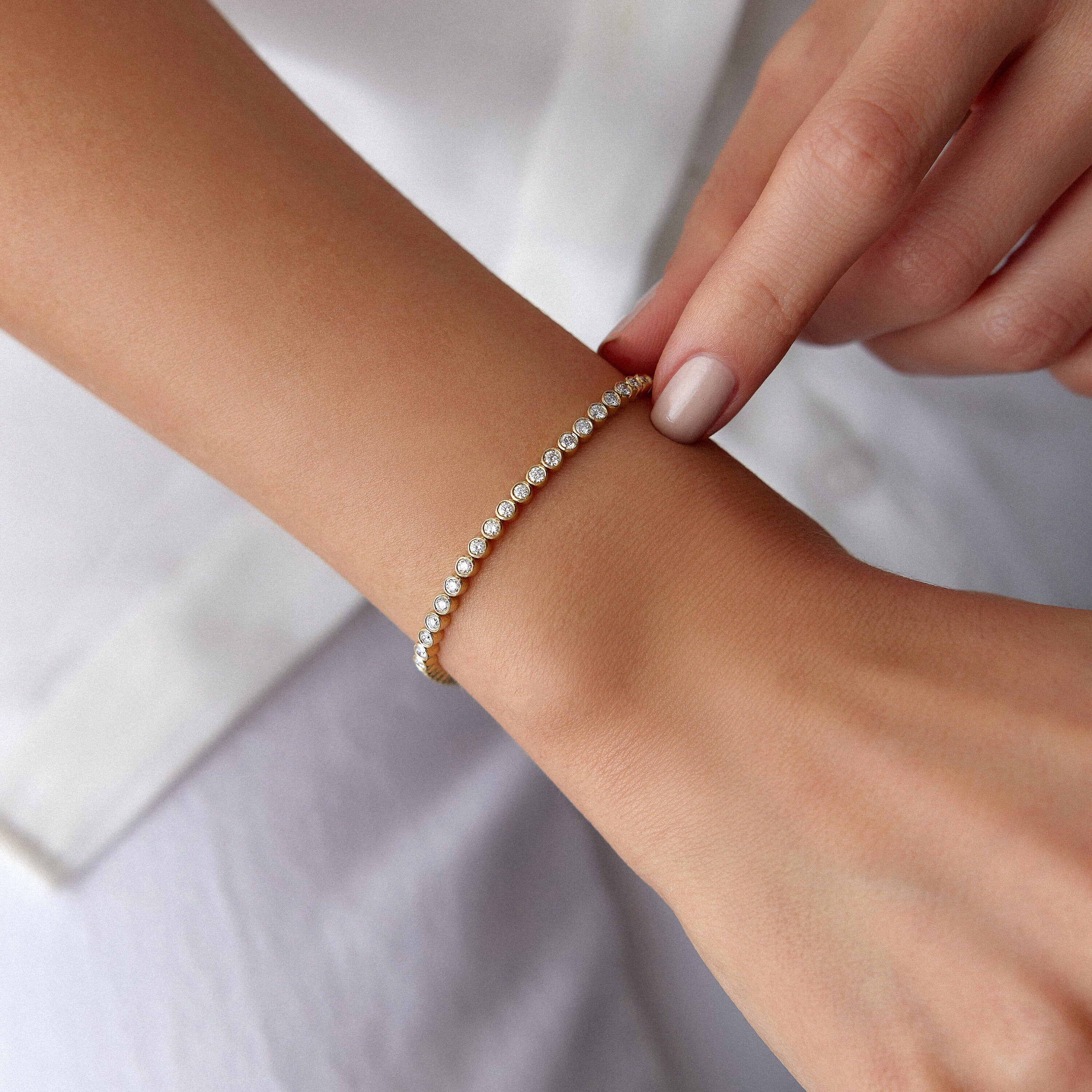 Bezel Set Tennis Bracelet in 14K Gold