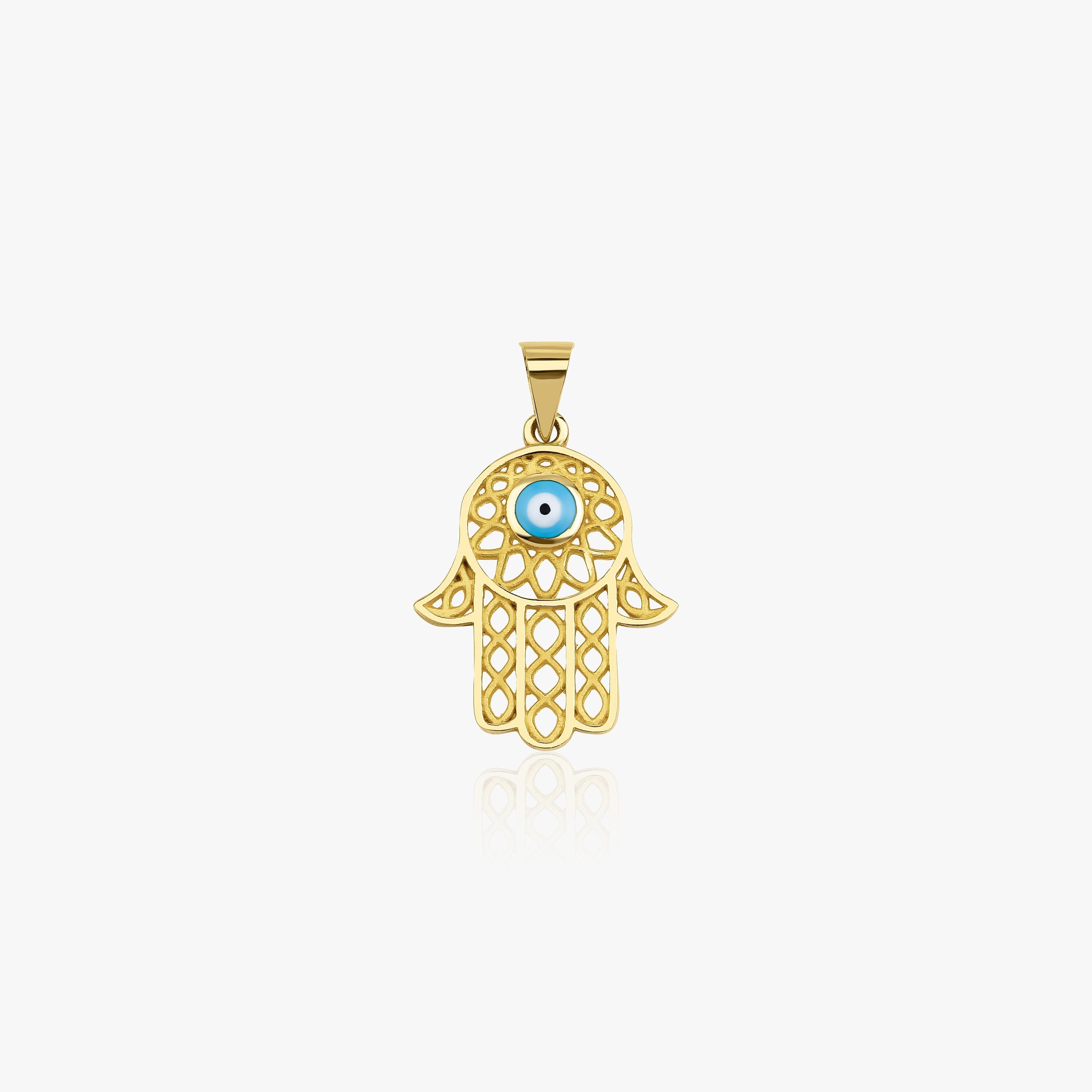 Large Hamsa Pendant in 14K Gold