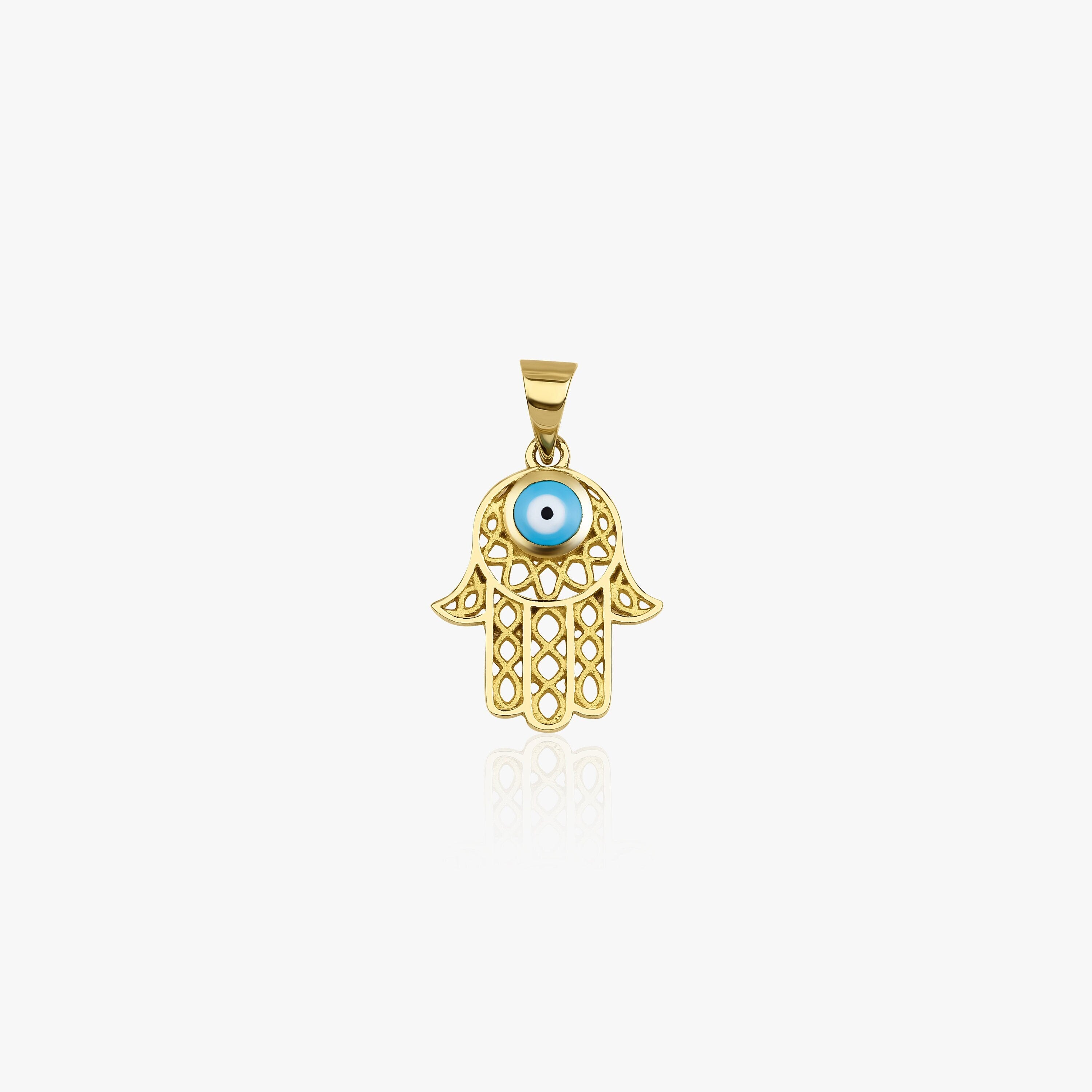 Small Hamsa Pendant in 14K Gold