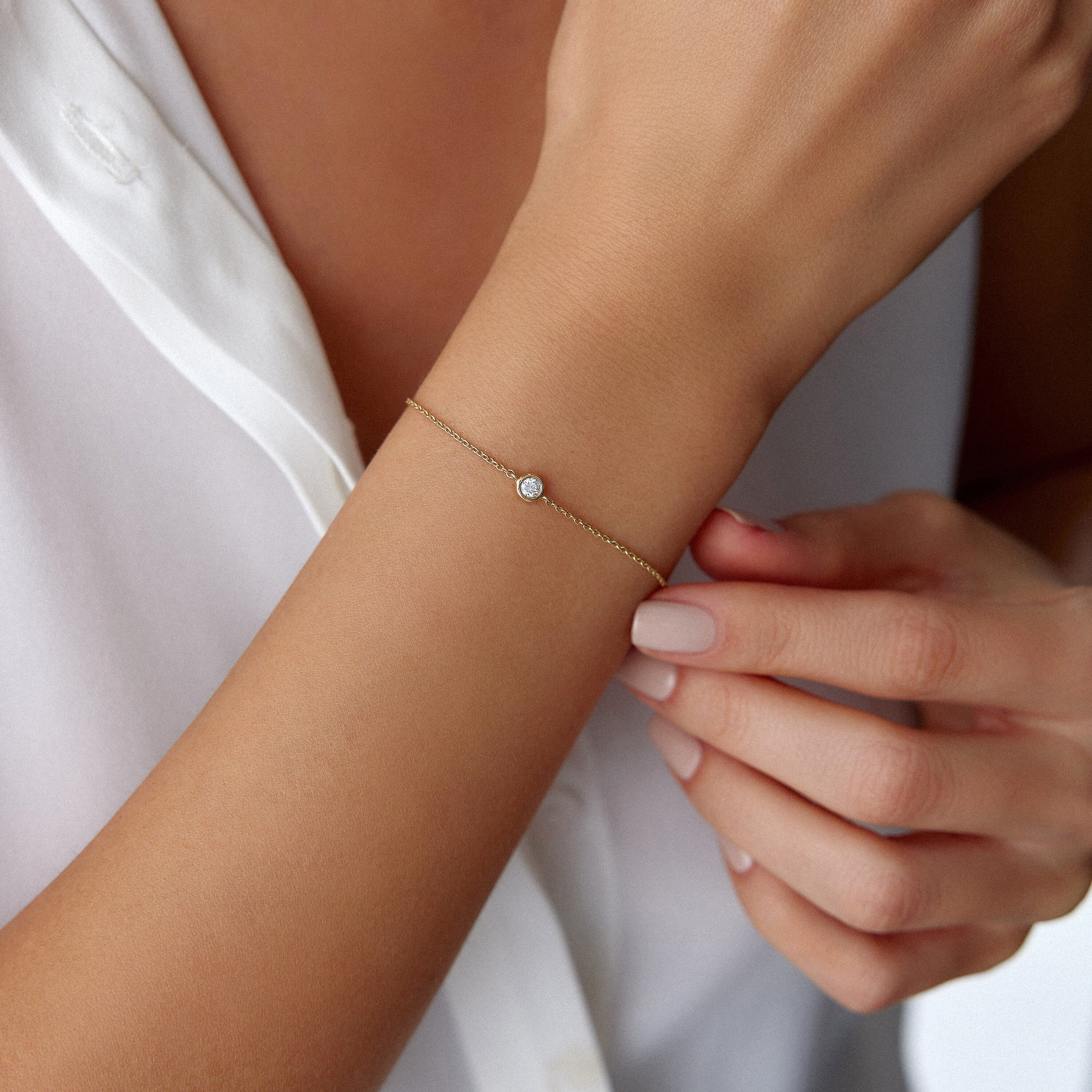 Diamond Solitaire Bracelet Available in 14K and 18K Gold