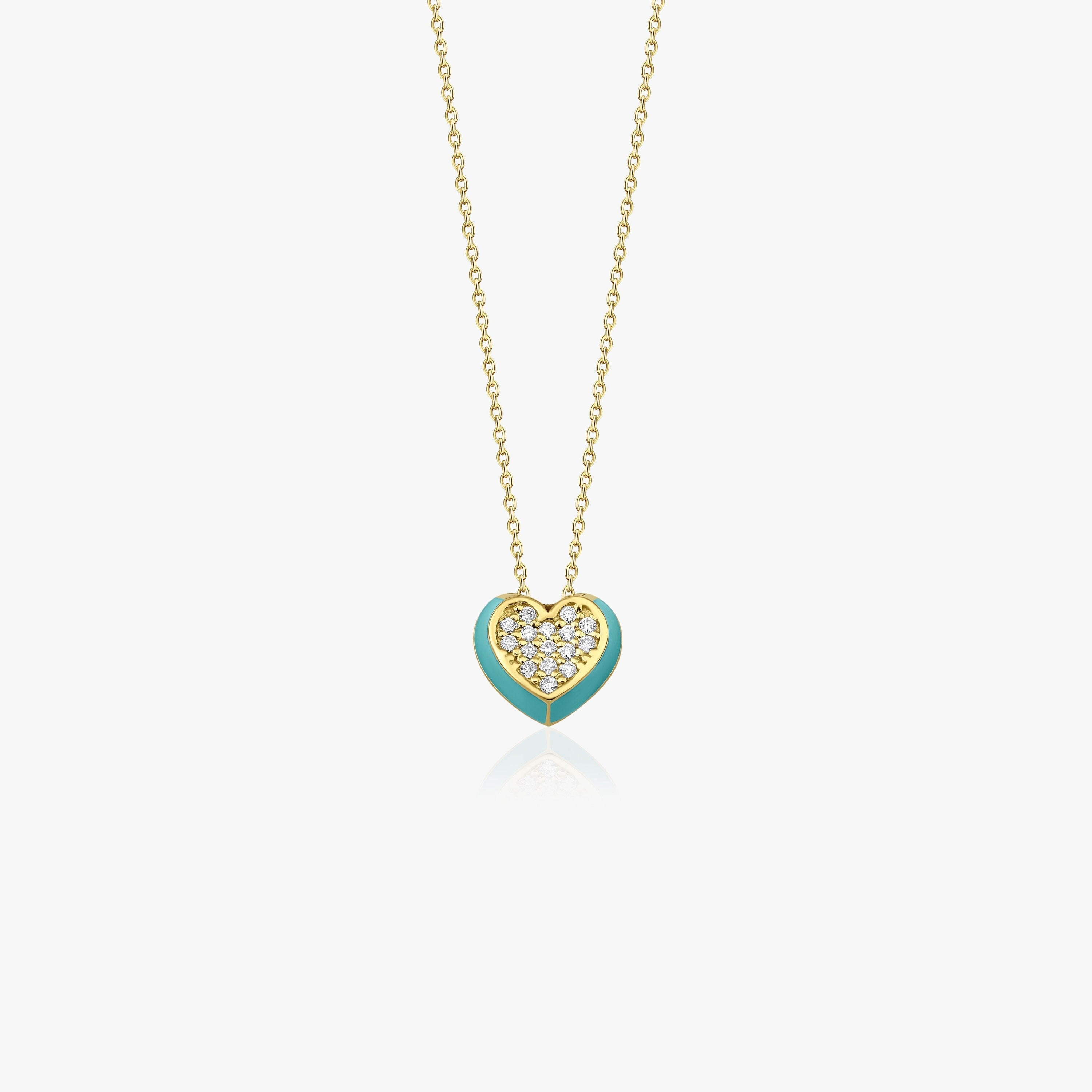 Diamond Turquoise Heart Necklace