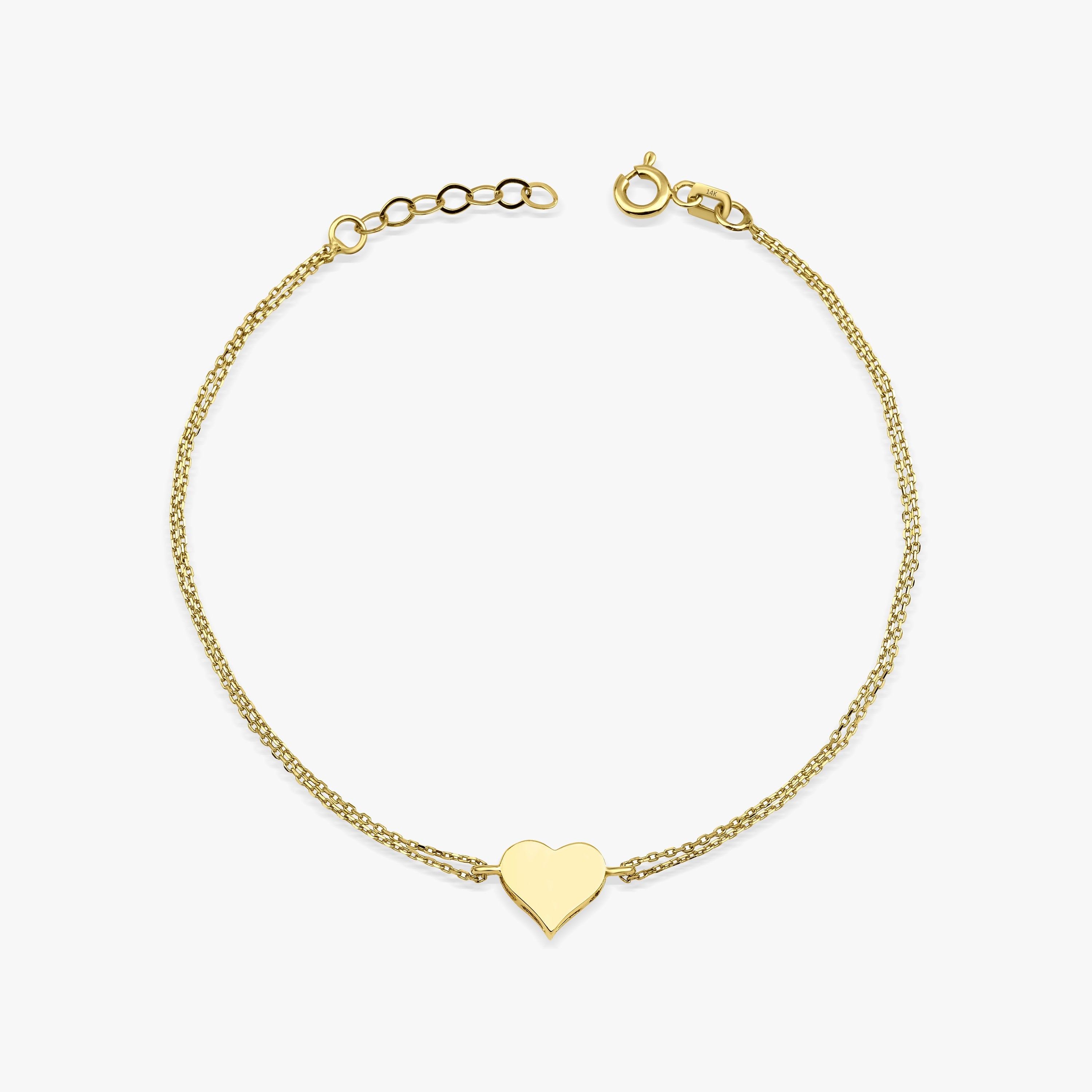 Mini Heart Bracelet in 14K Gold