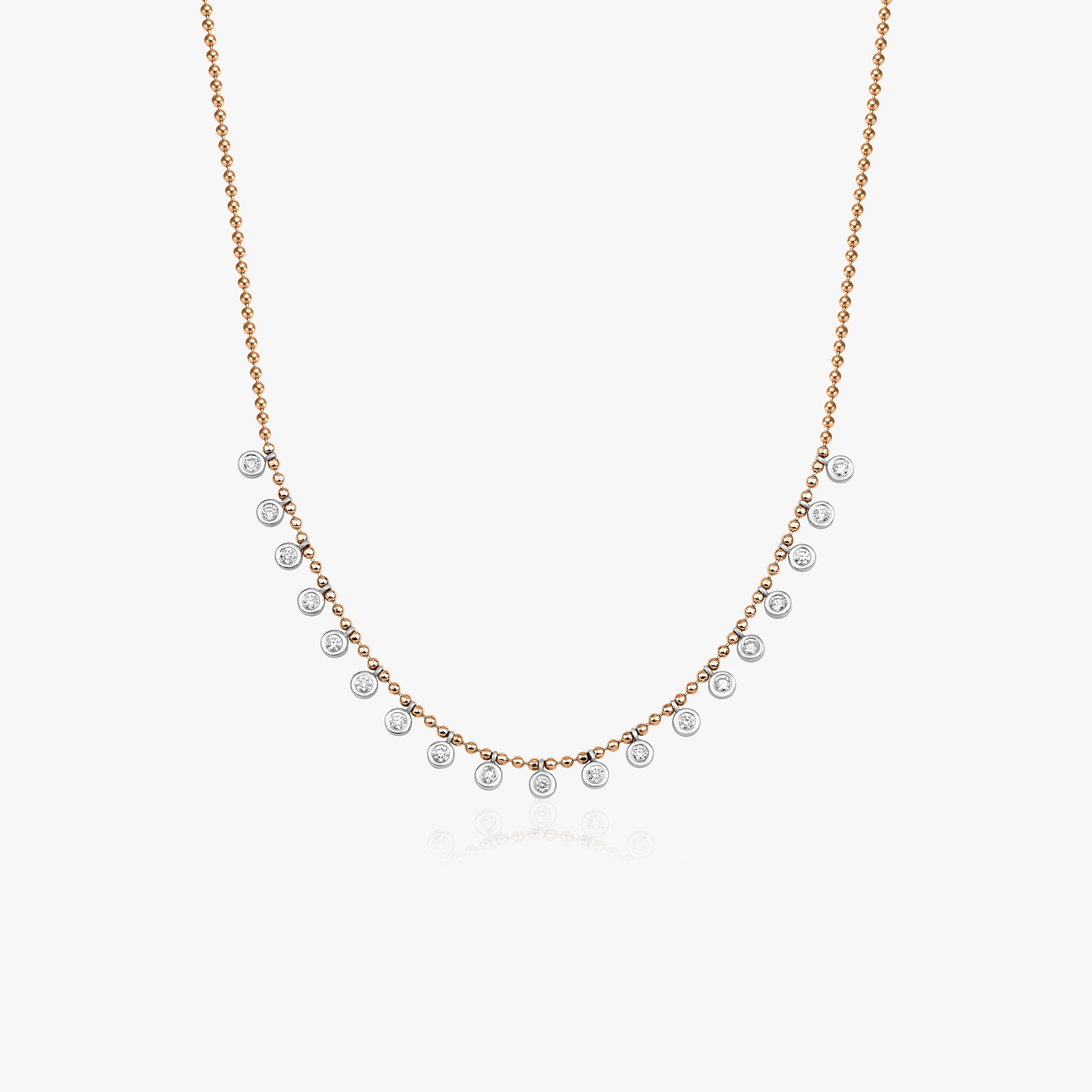 Ball Chain Diamond Station Necklace