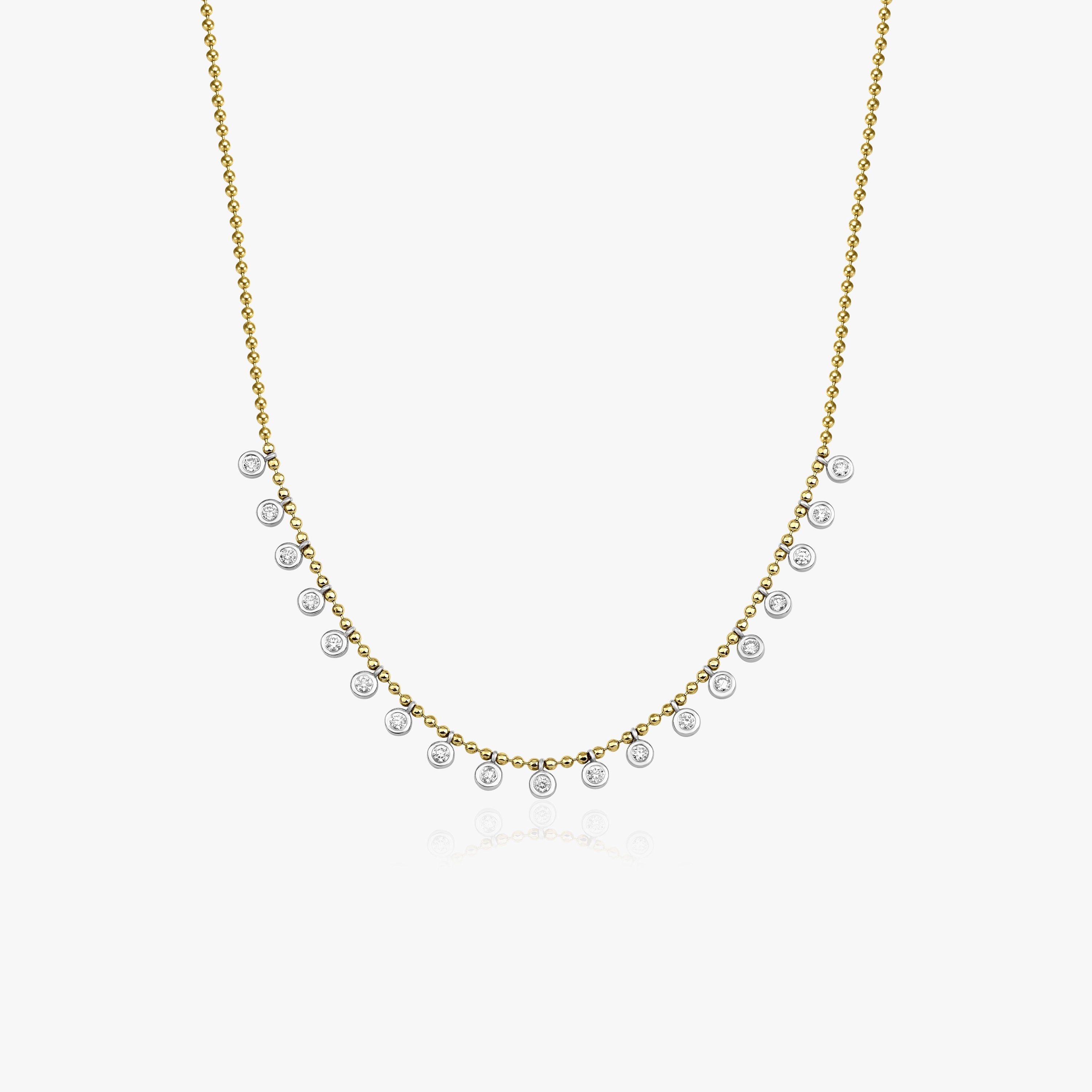 Ball Chain Diamond Station Necklace