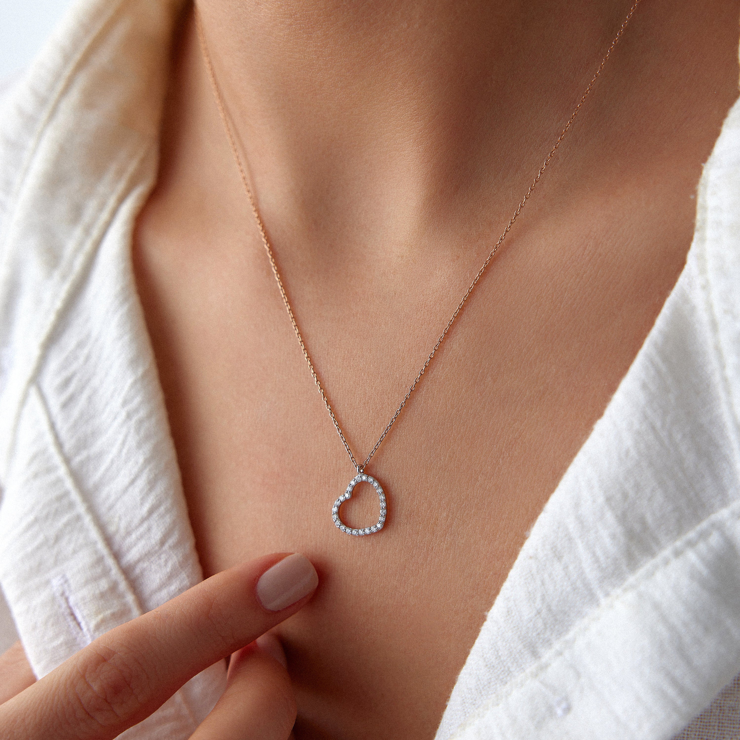 Open Diamond Heart Necklace