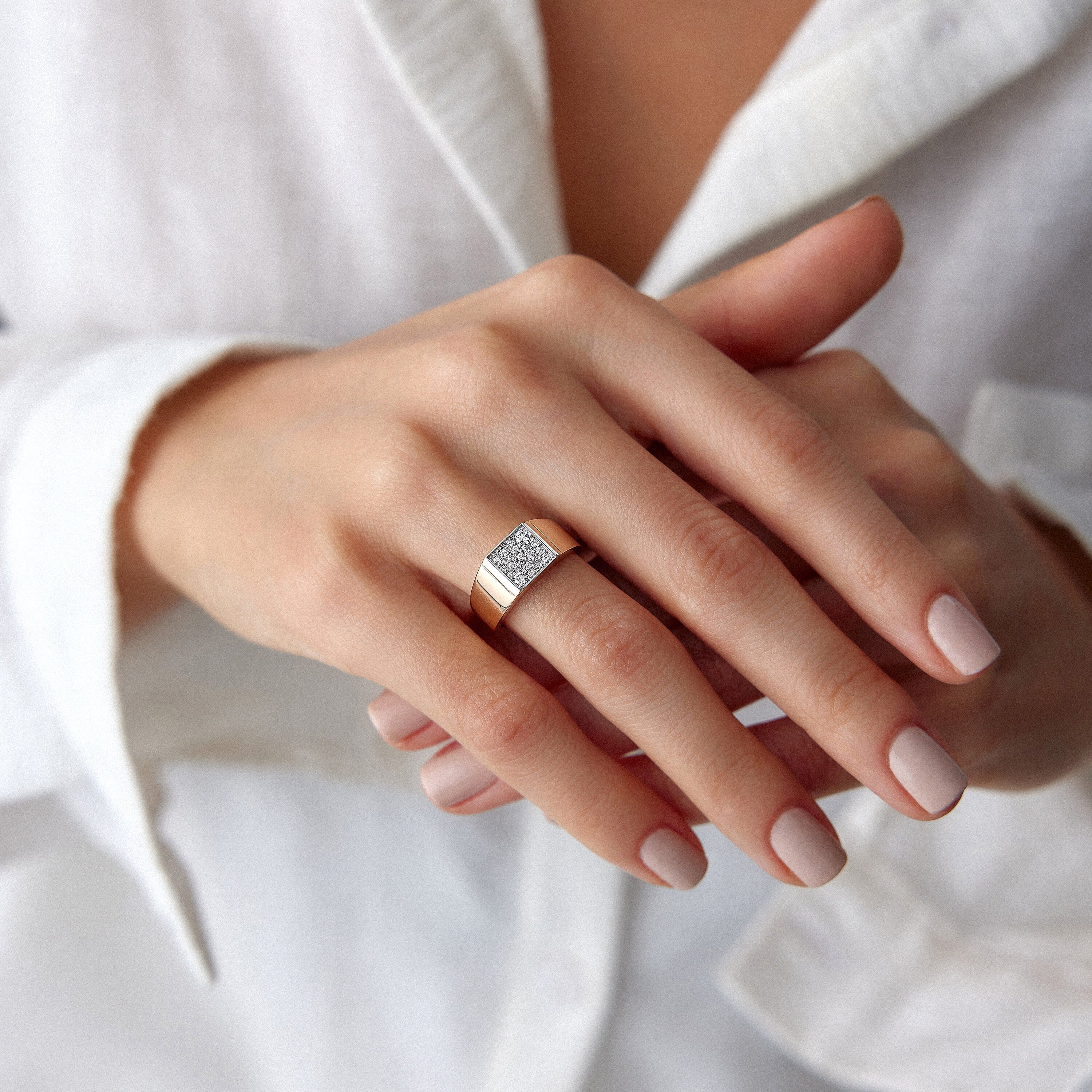 Diamond Square Ring in 14K Gold