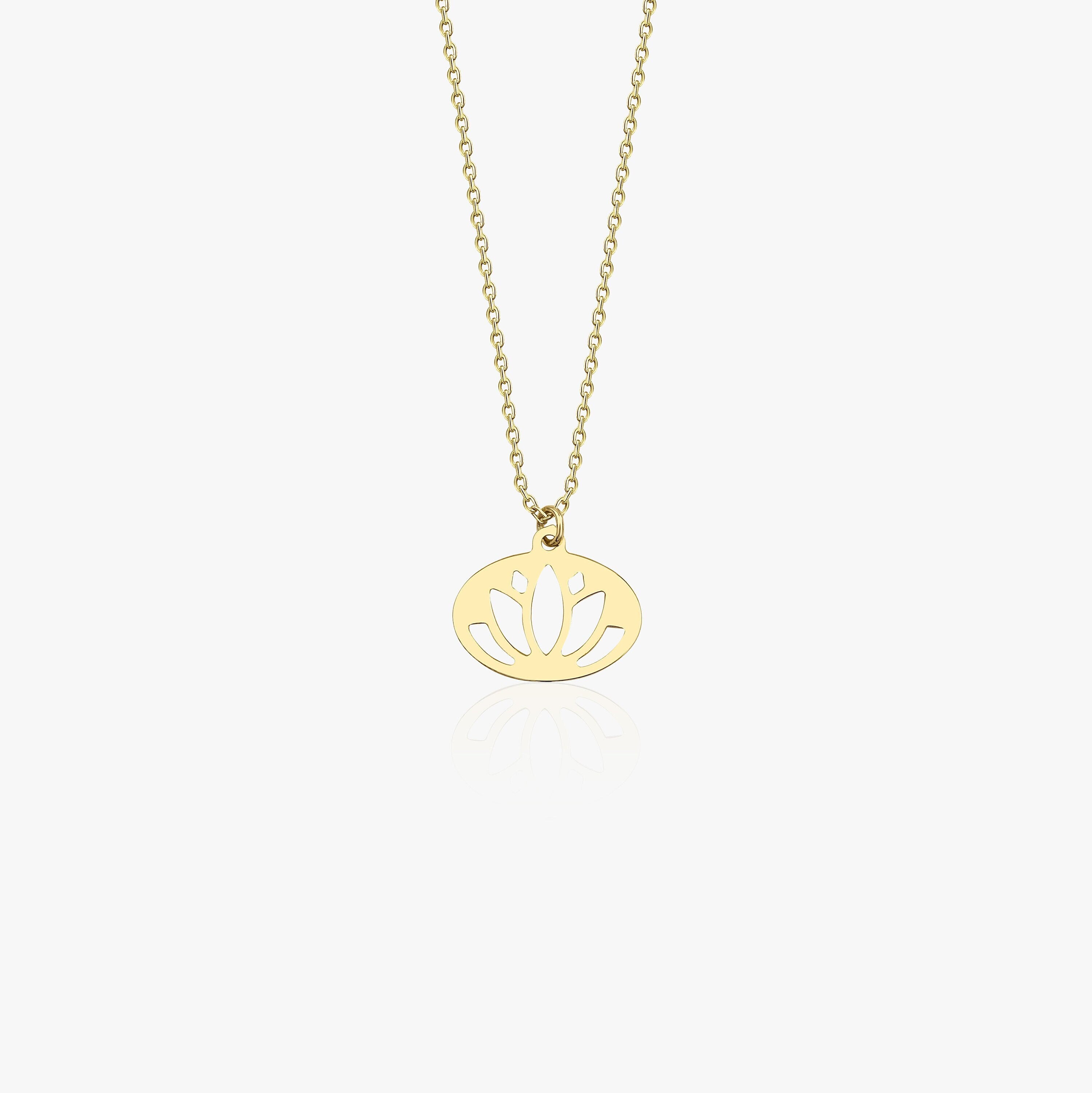 Lotus Print Necklace in 14K Gold