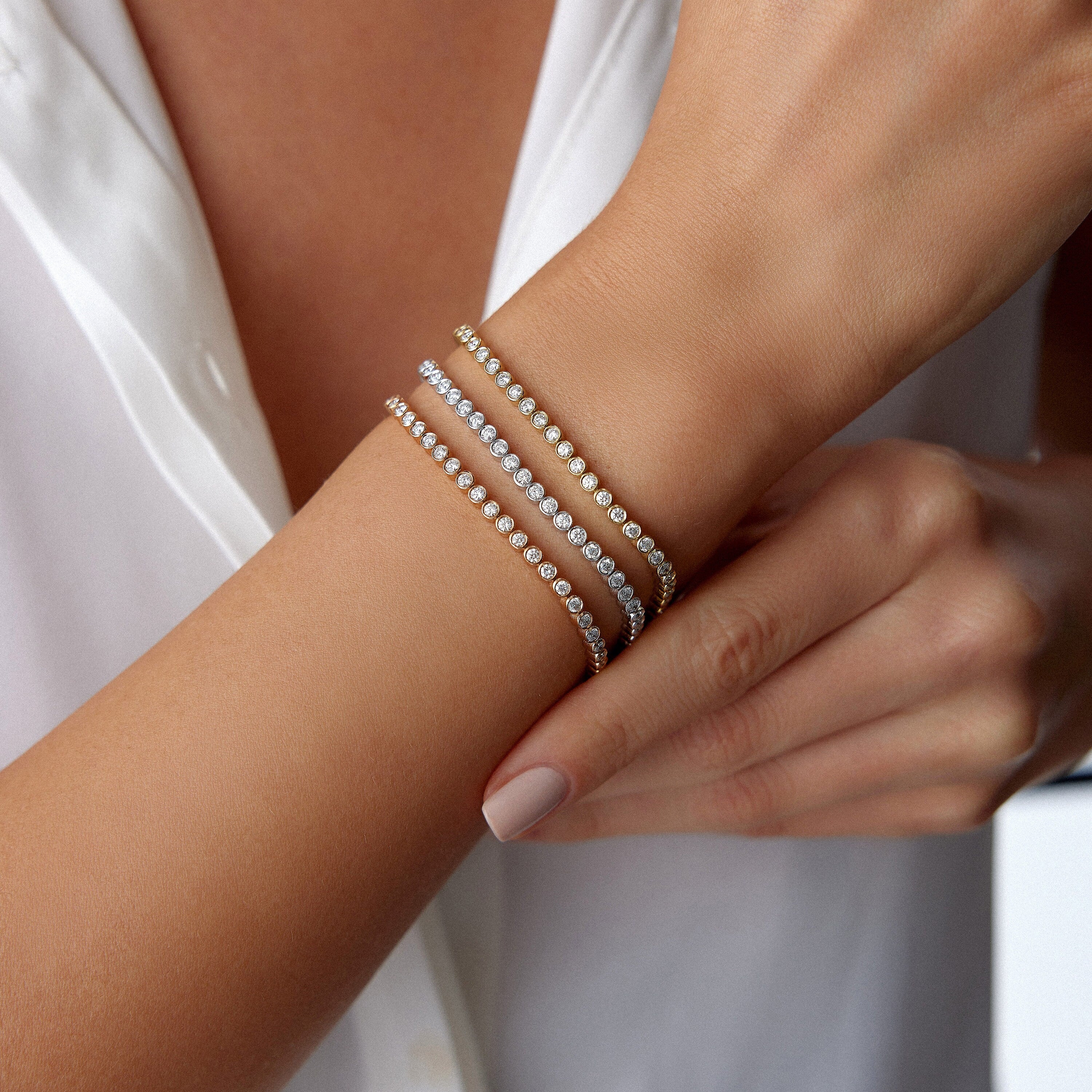 Bezel Set Tennis Bracelet in 14K Gold