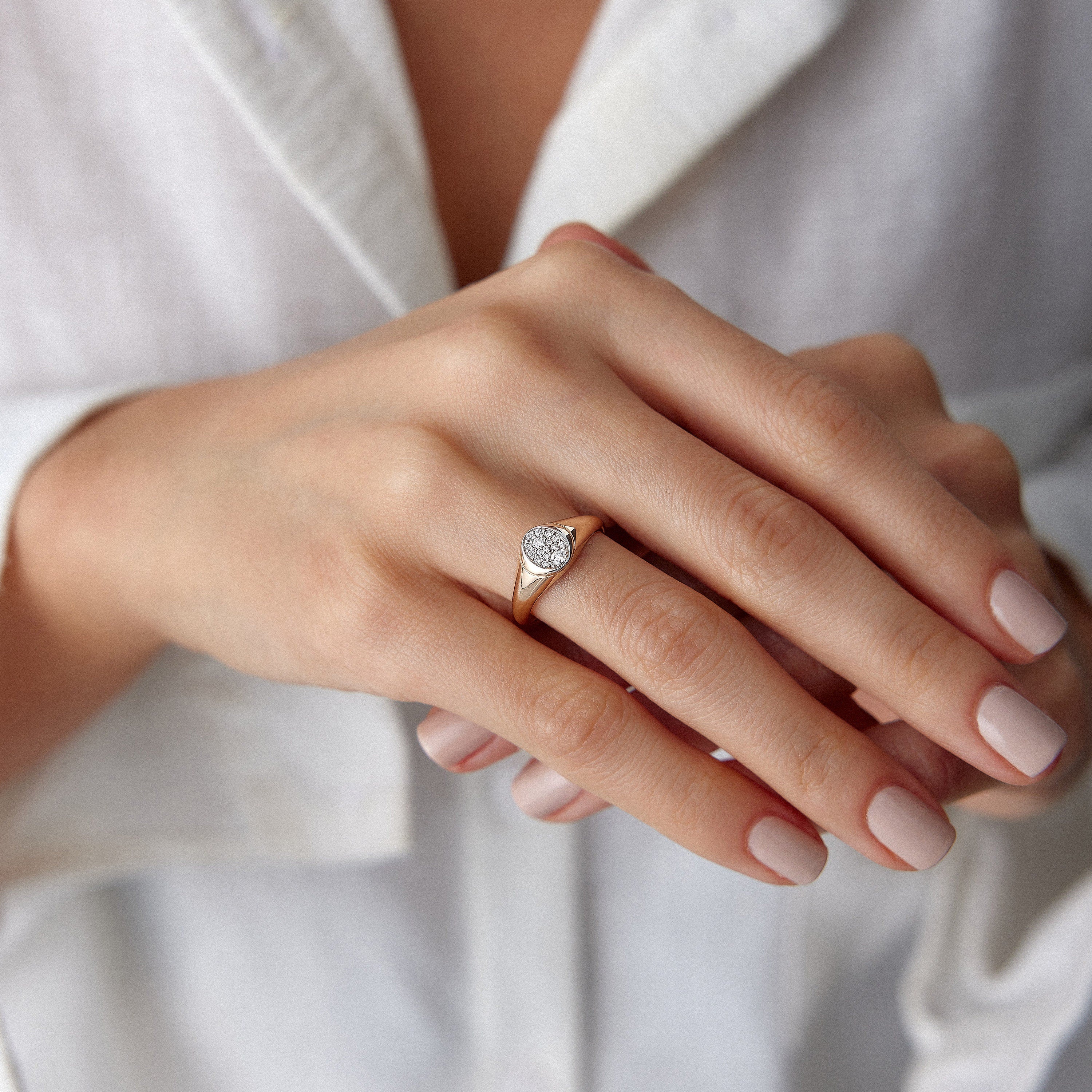 Oval Pave Diamond Ring in 14K Gold