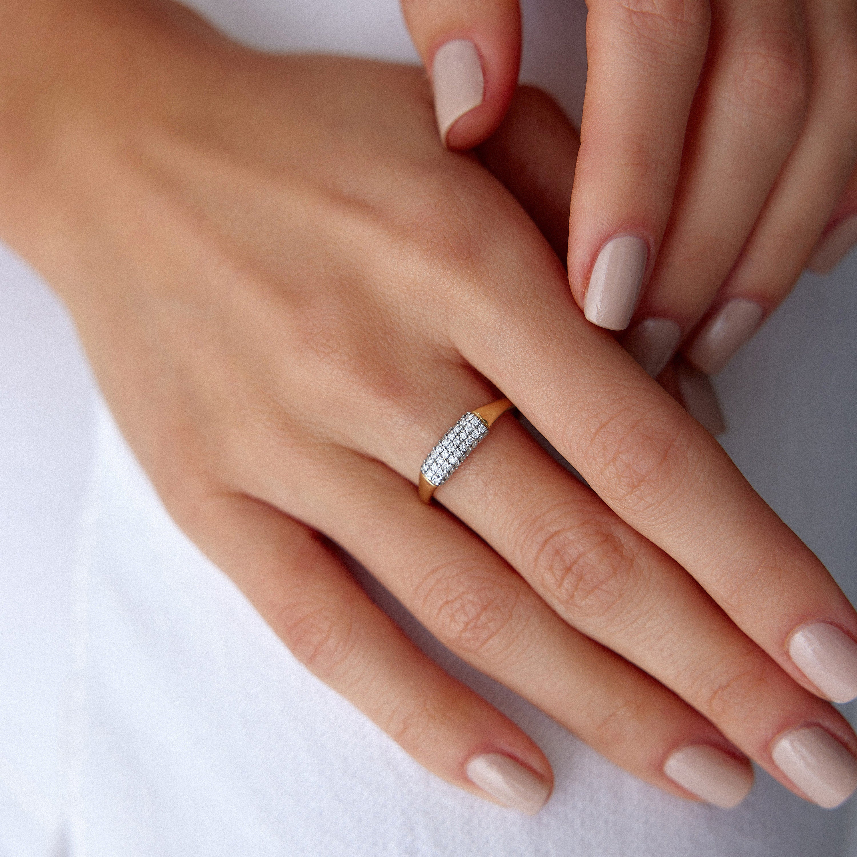 Pave Set Diamond Stacking Ring in 14K Gold