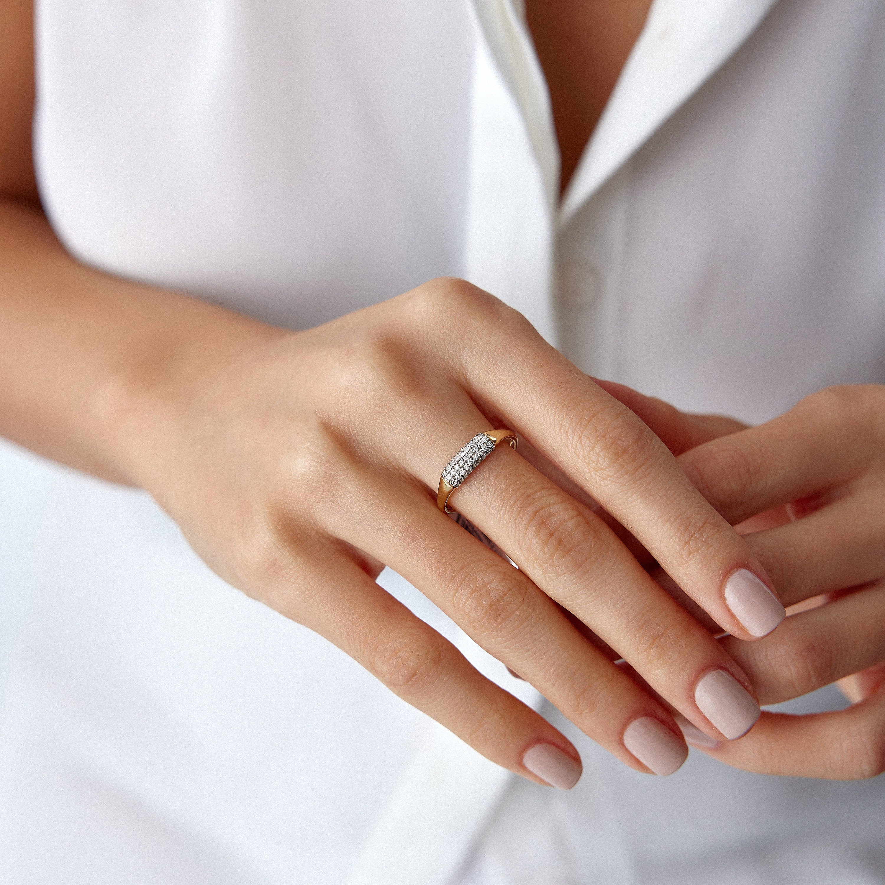 Pave Set Diamond Stacking Ring in 14K Gold