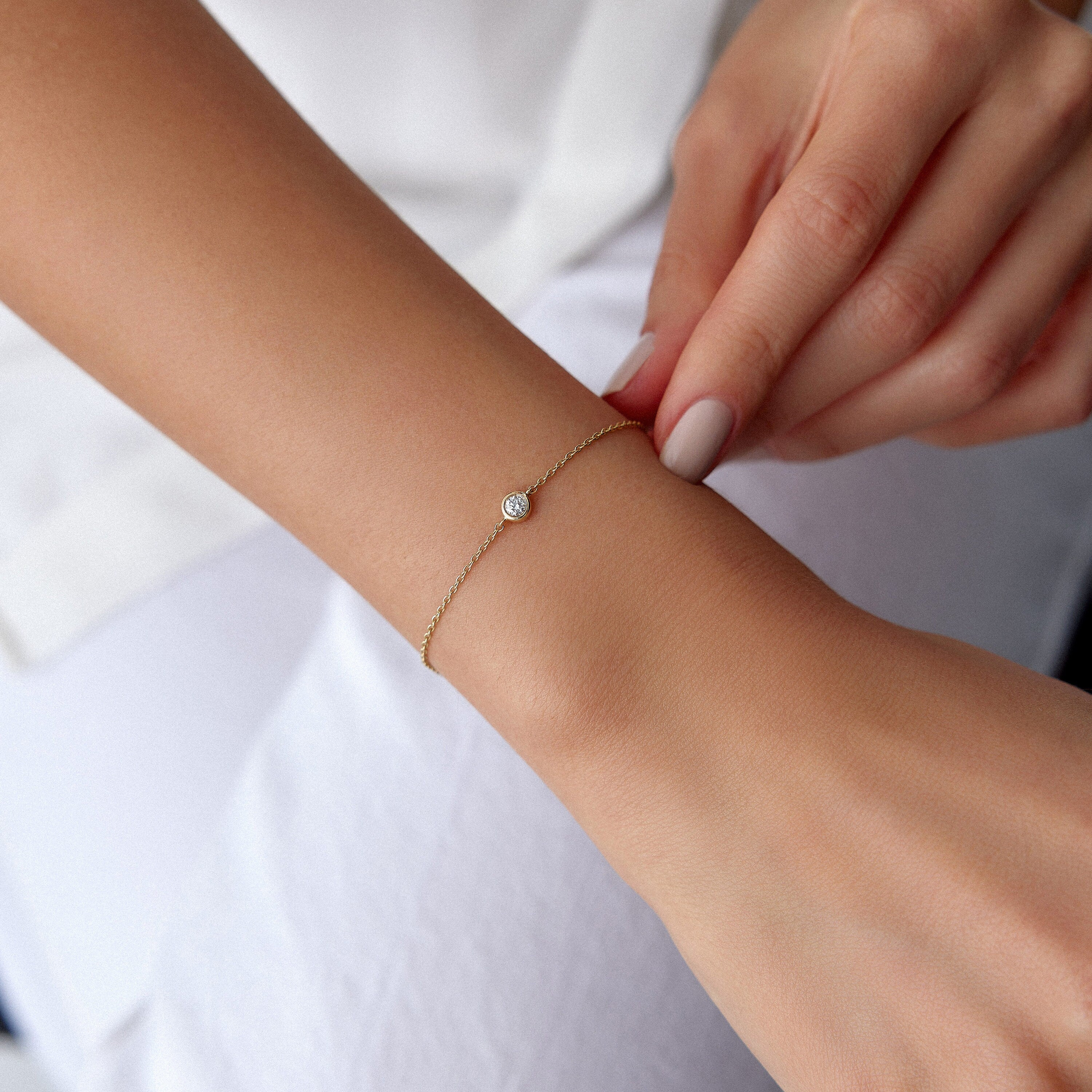 Diamond Solitaire Bracelet Available in 14K and 18K Gold