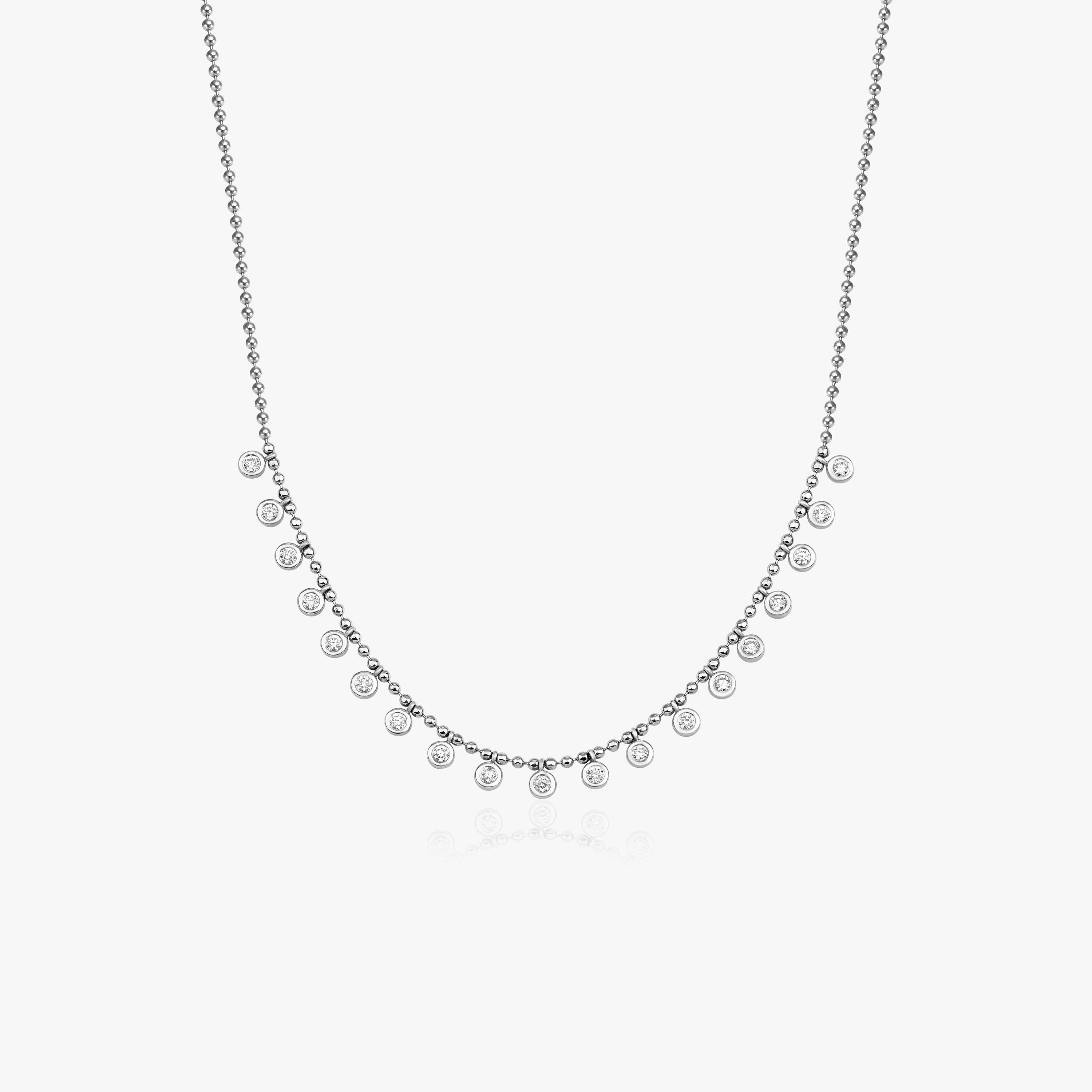 Ball Chain Diamond Station Necklace
